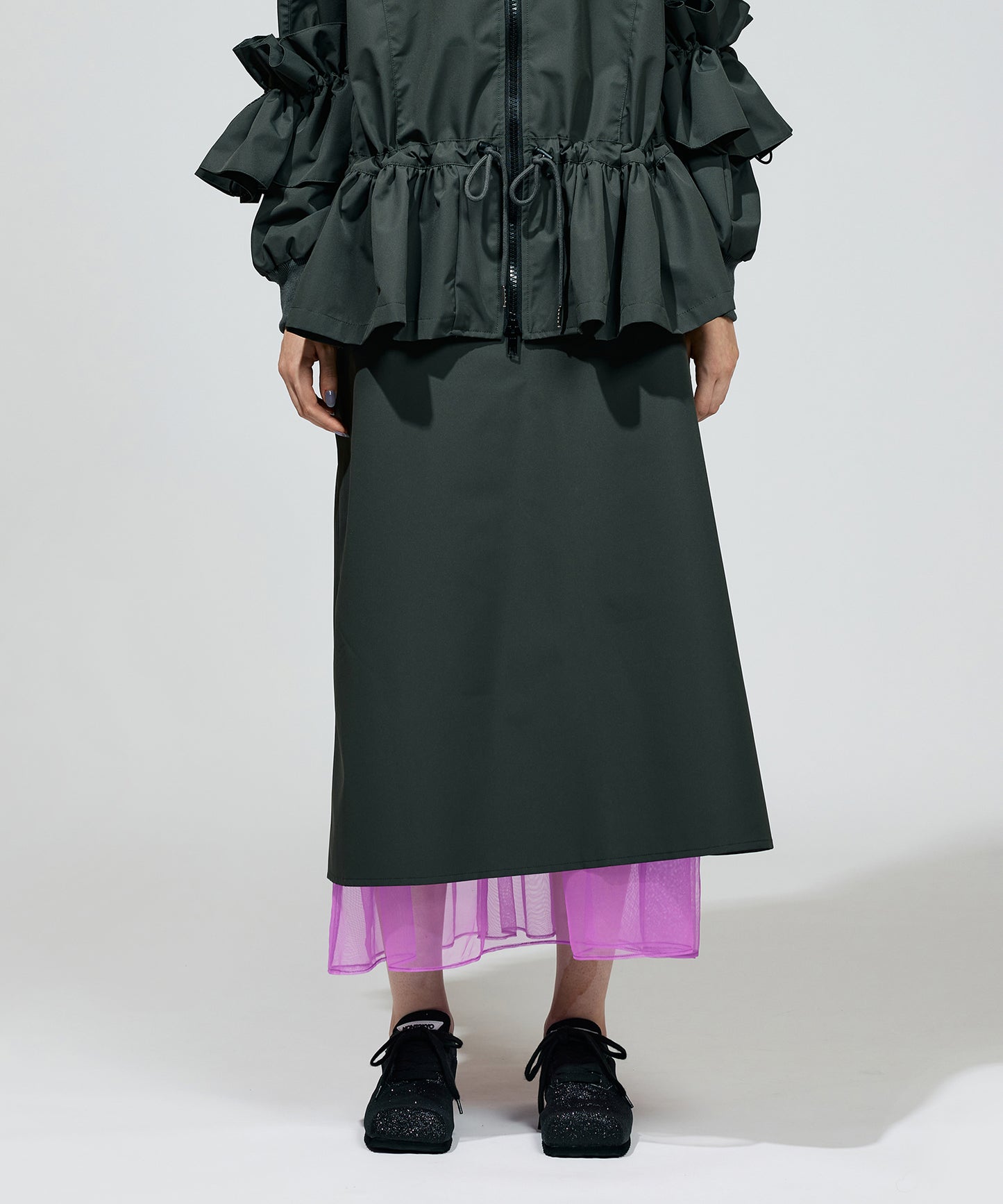 TULLE LAYERED NYLON SKIRT