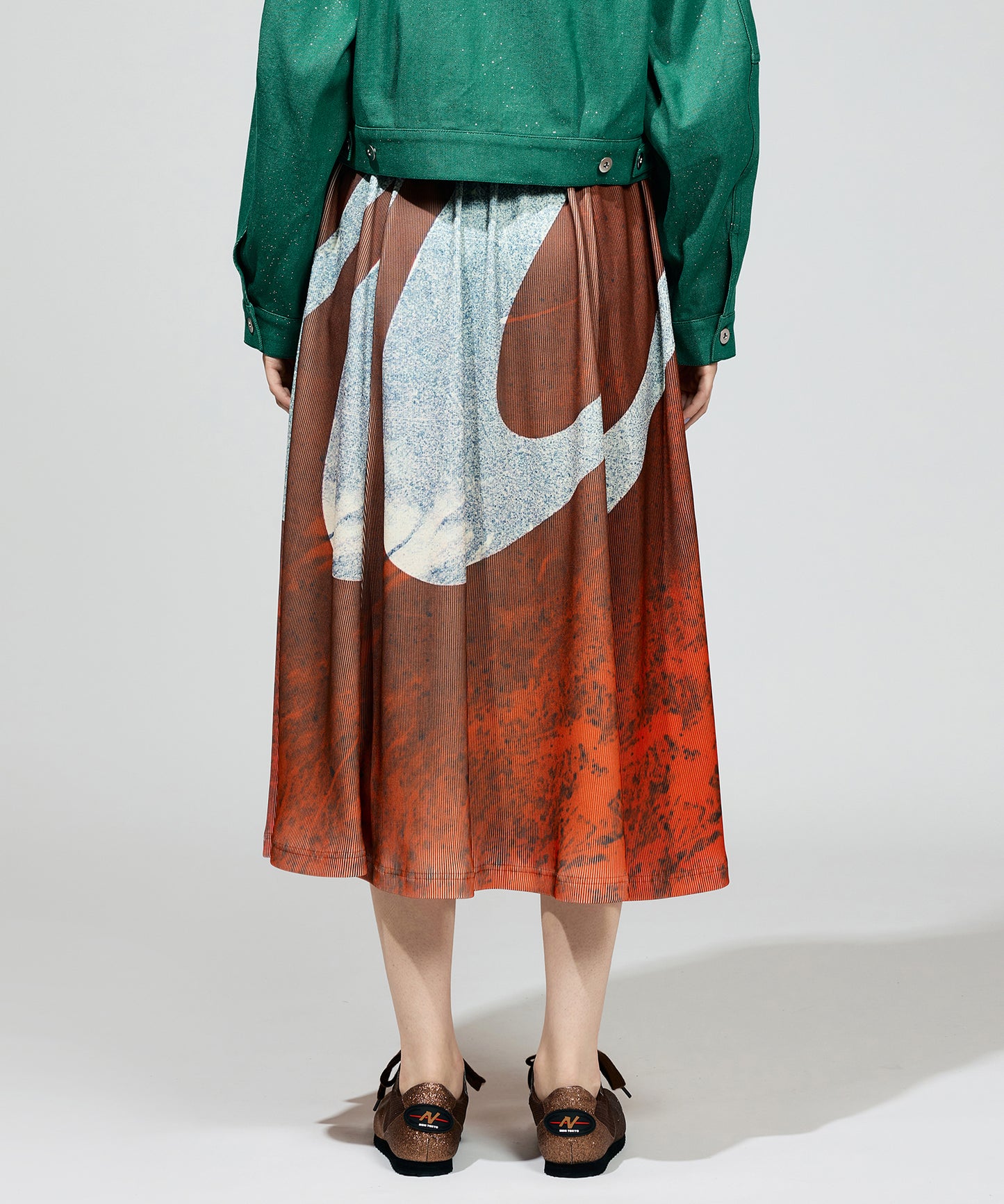 PRINT RIB FLARE SKIRT