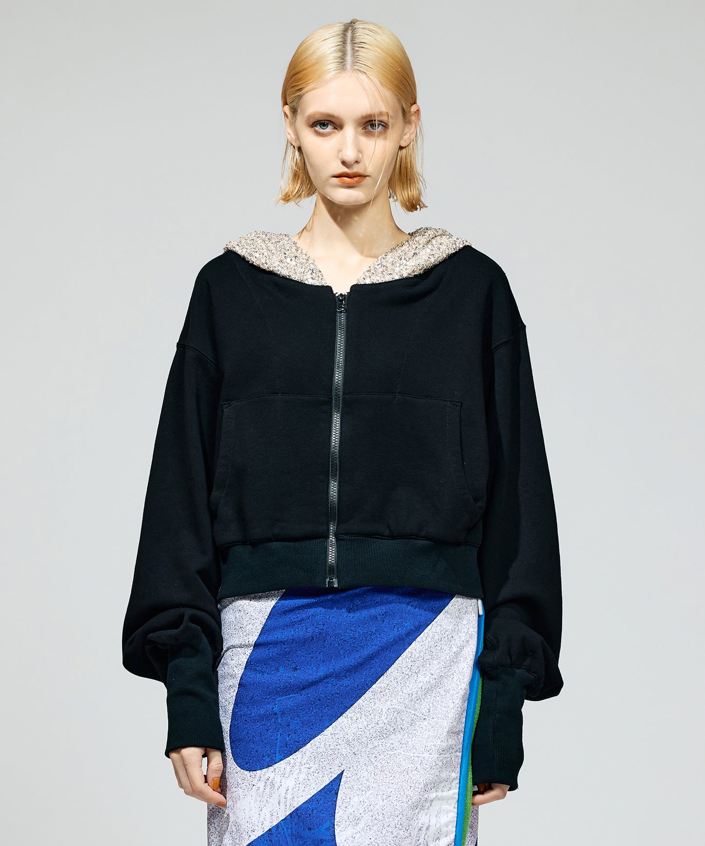 GLITTER ZIP-UP HOODIE