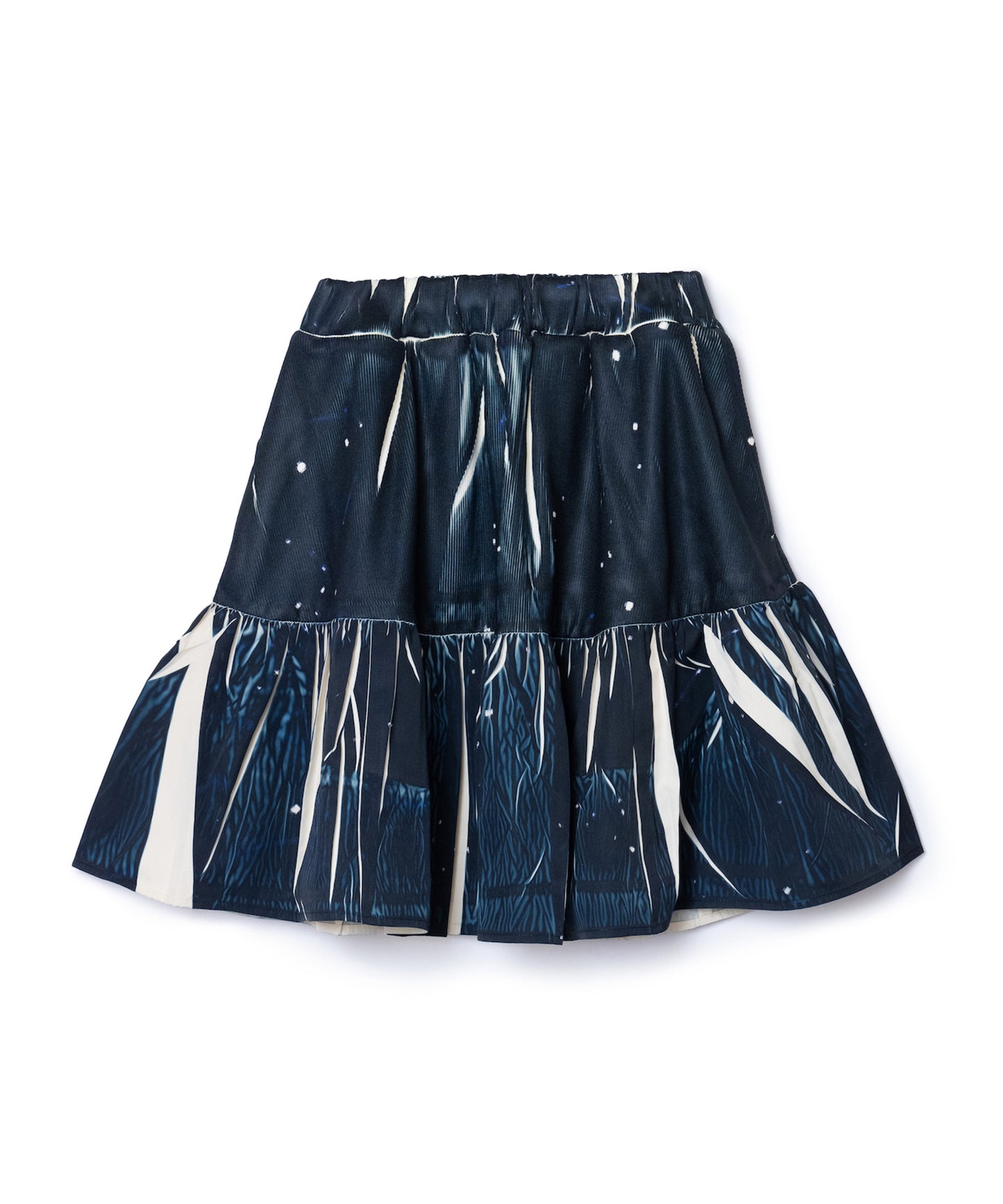 DIRECT PRINT RIB GATHER MINI SKIRT