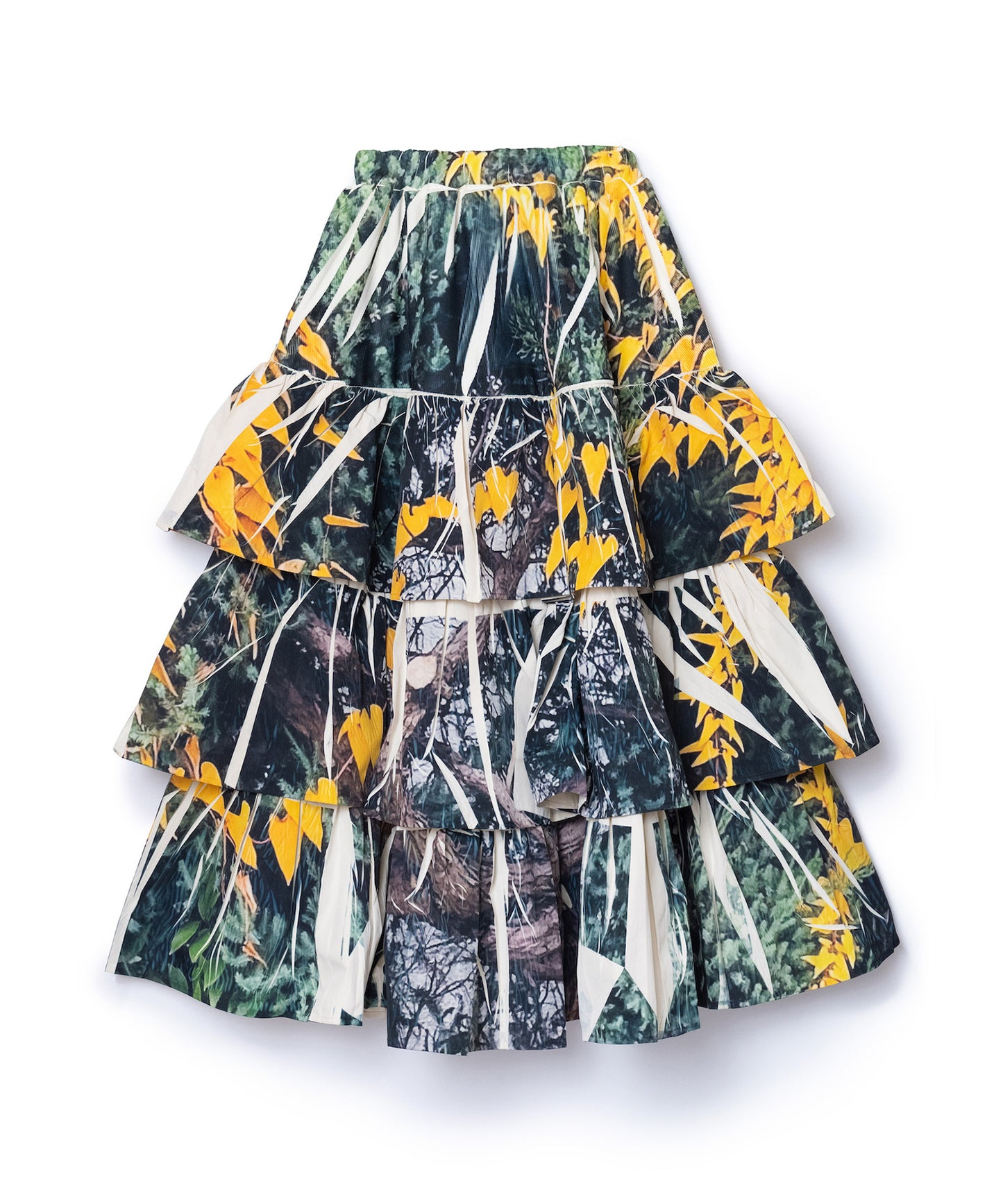 DIRECT PRINT RIB GATHER LONG SKIRT