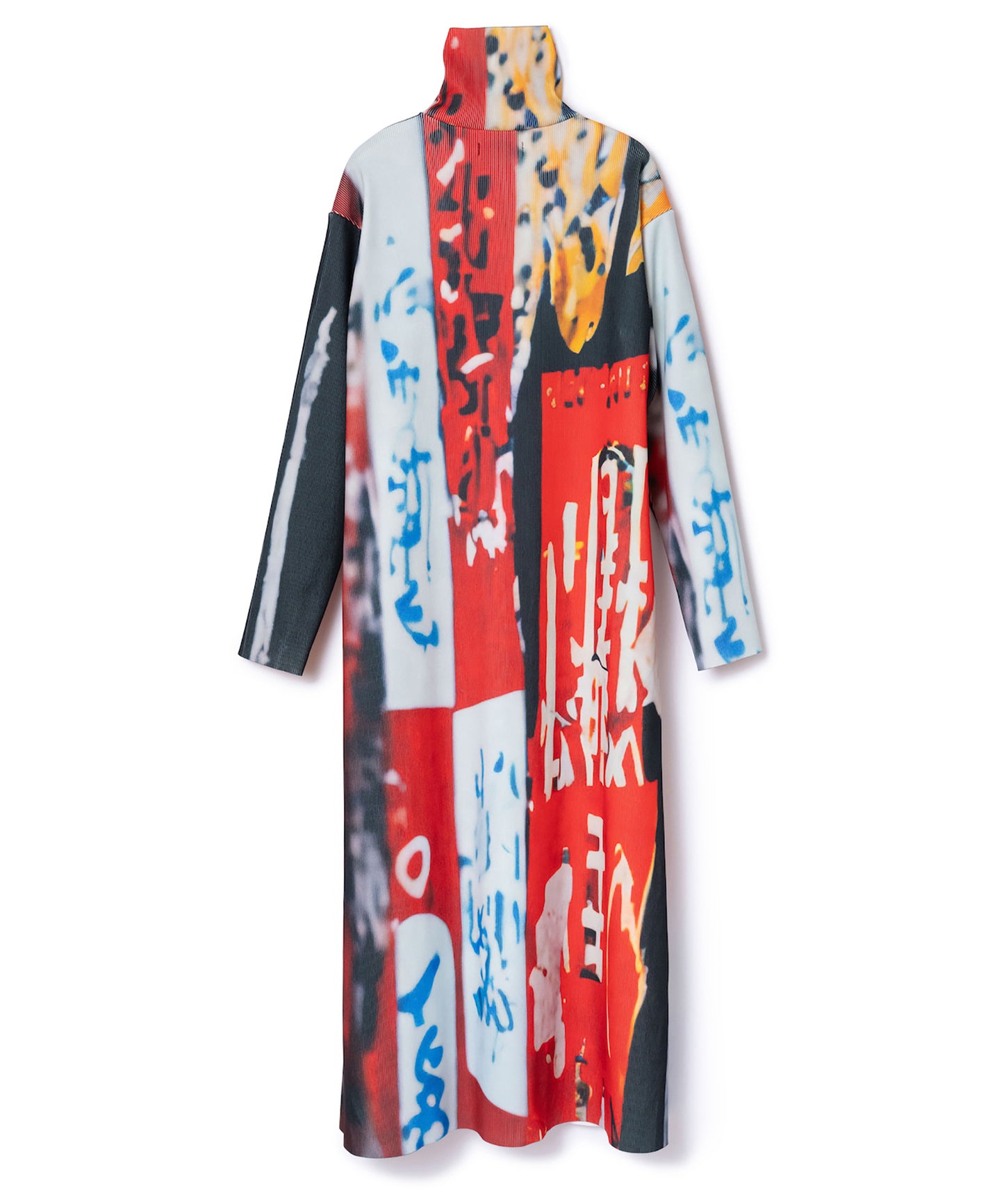PRINT RIB HI-NECK ONE-PIECE