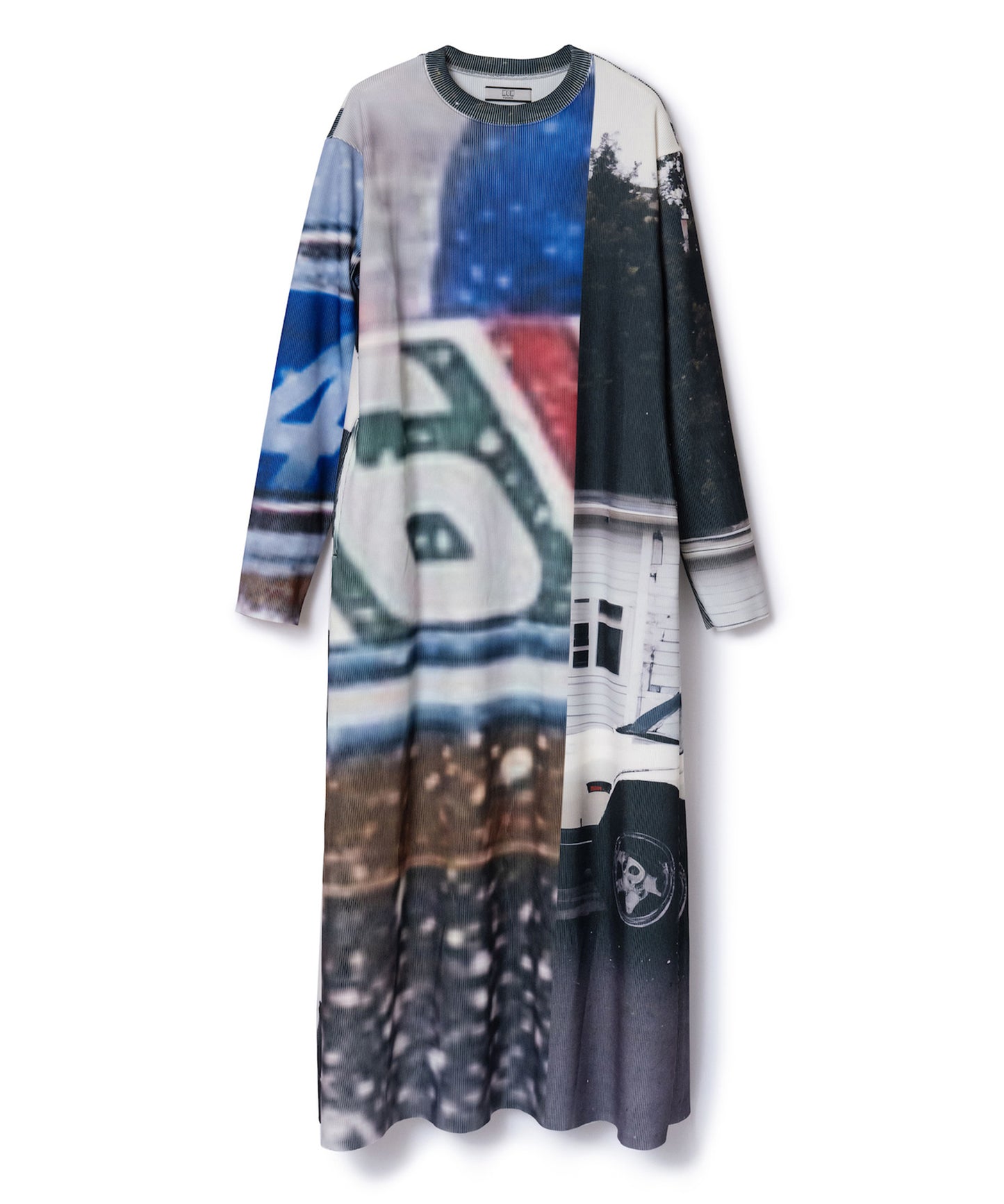 PRINT RIB L/S ONE-PIECE