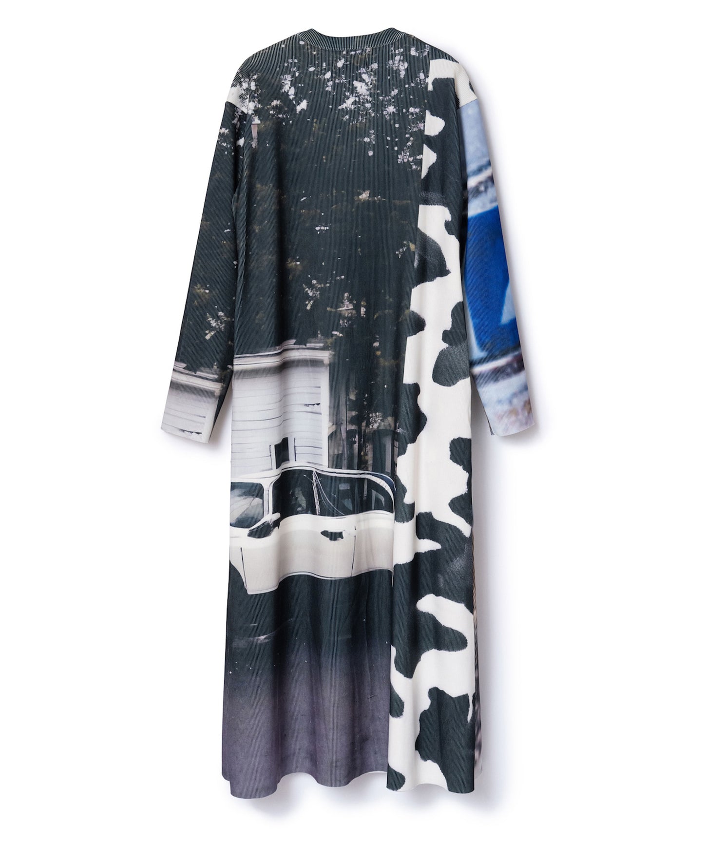 PRINT RIB L/S ONE-PIECE