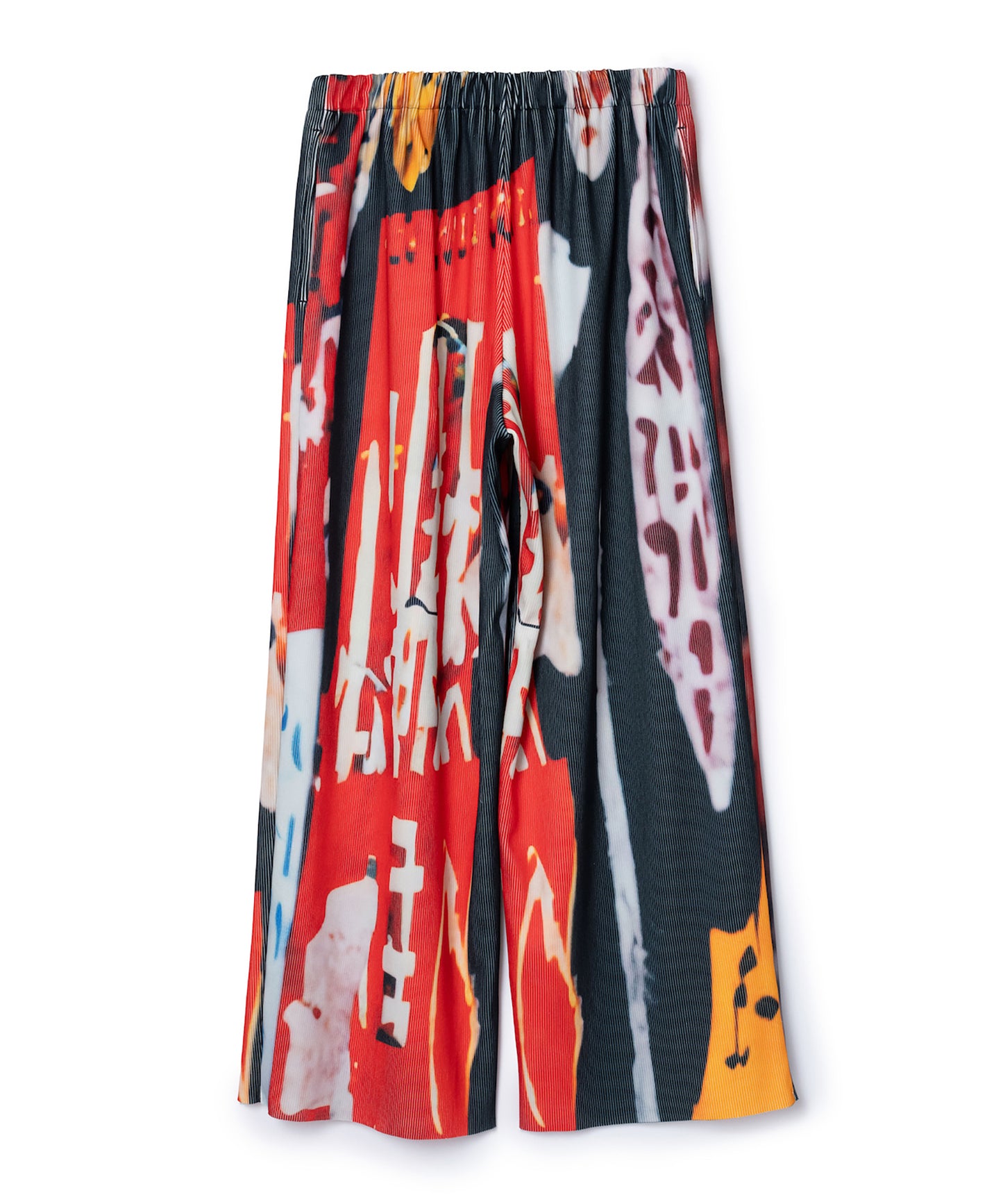 PRINT RIB WIDE PANTS
