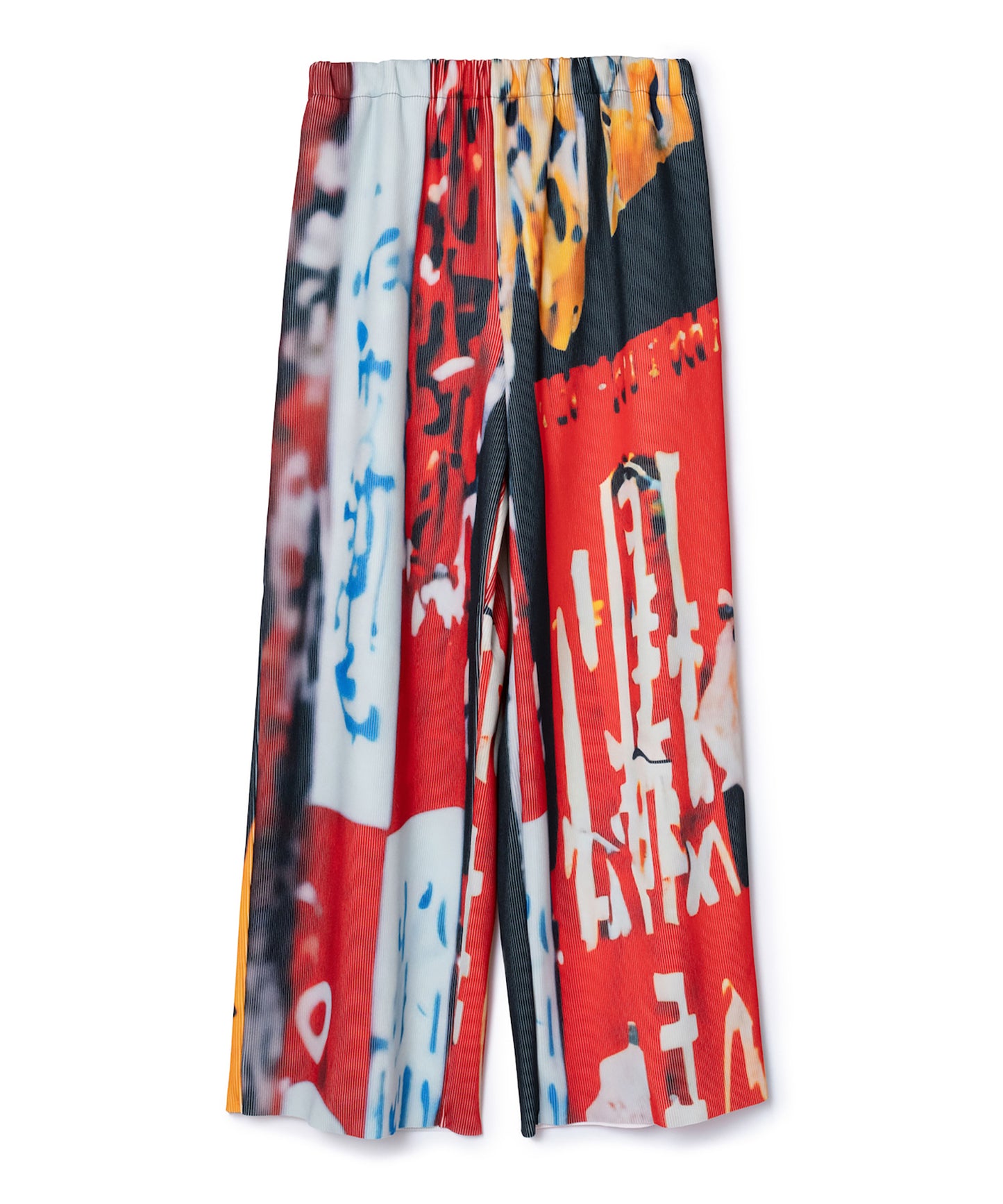 PRINT RIB WIDE PANTS