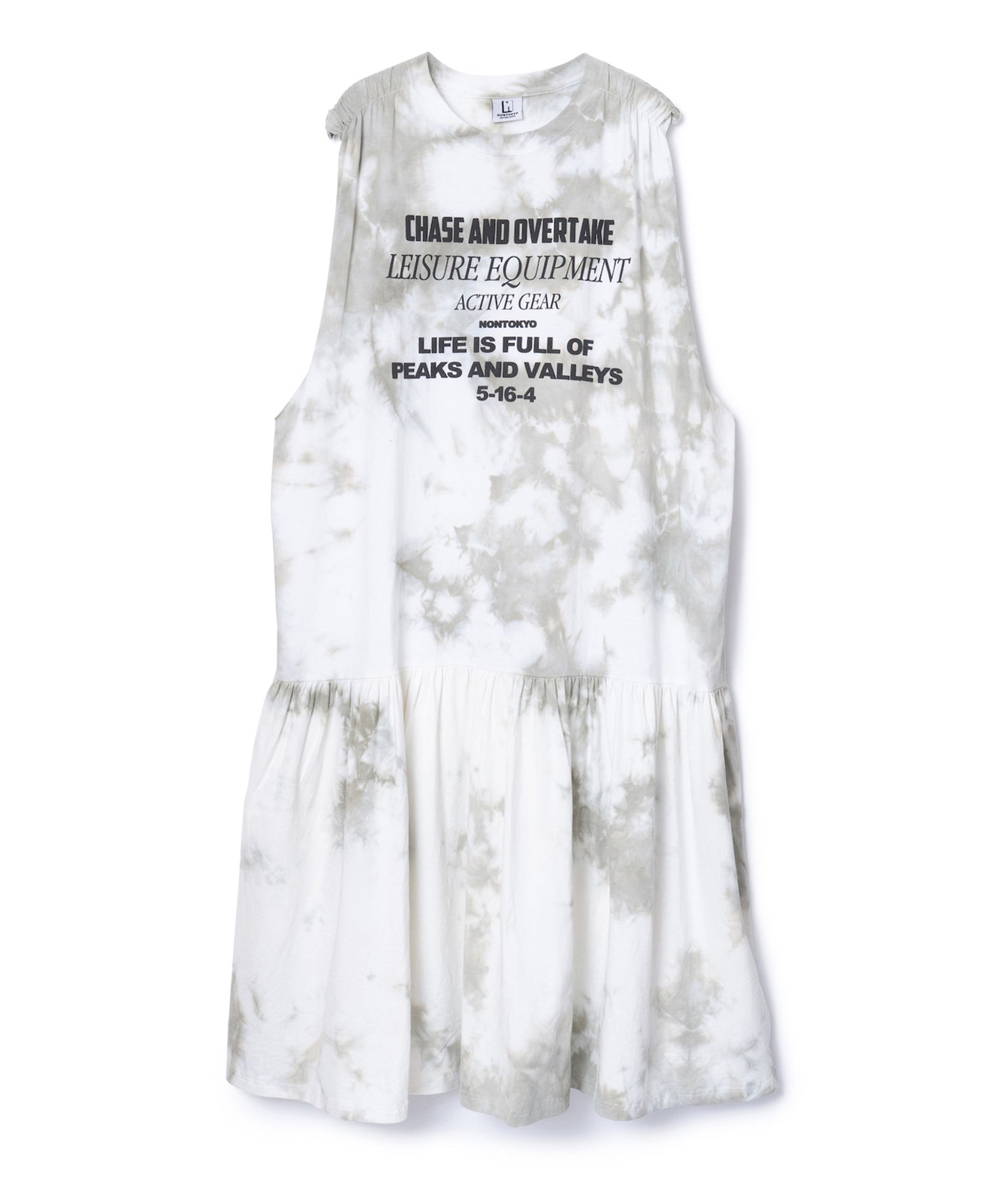 GATHER SHOULDER TIE-DYE ONE-PIECE
