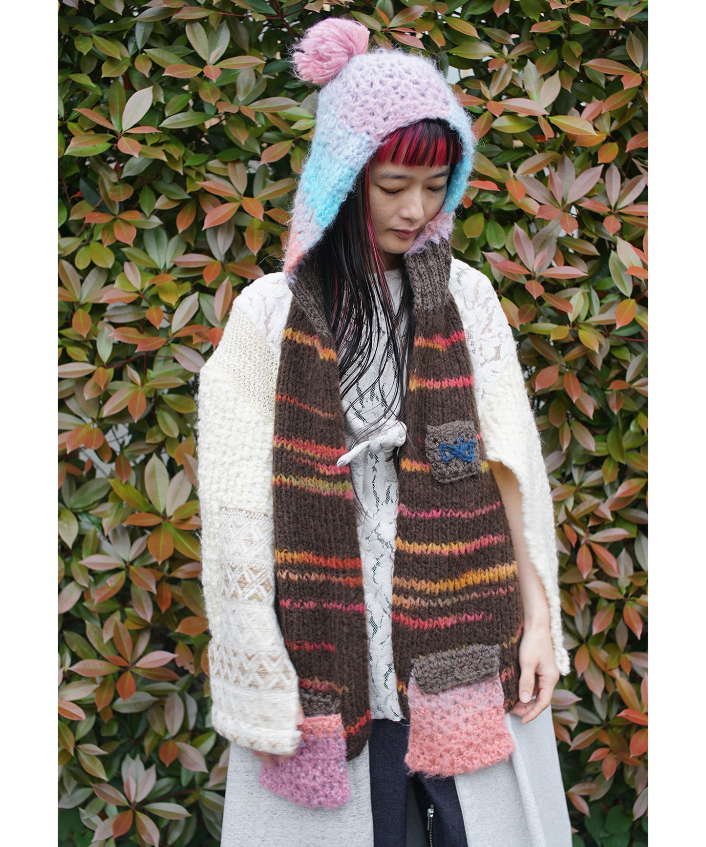 hand knit hood muffler