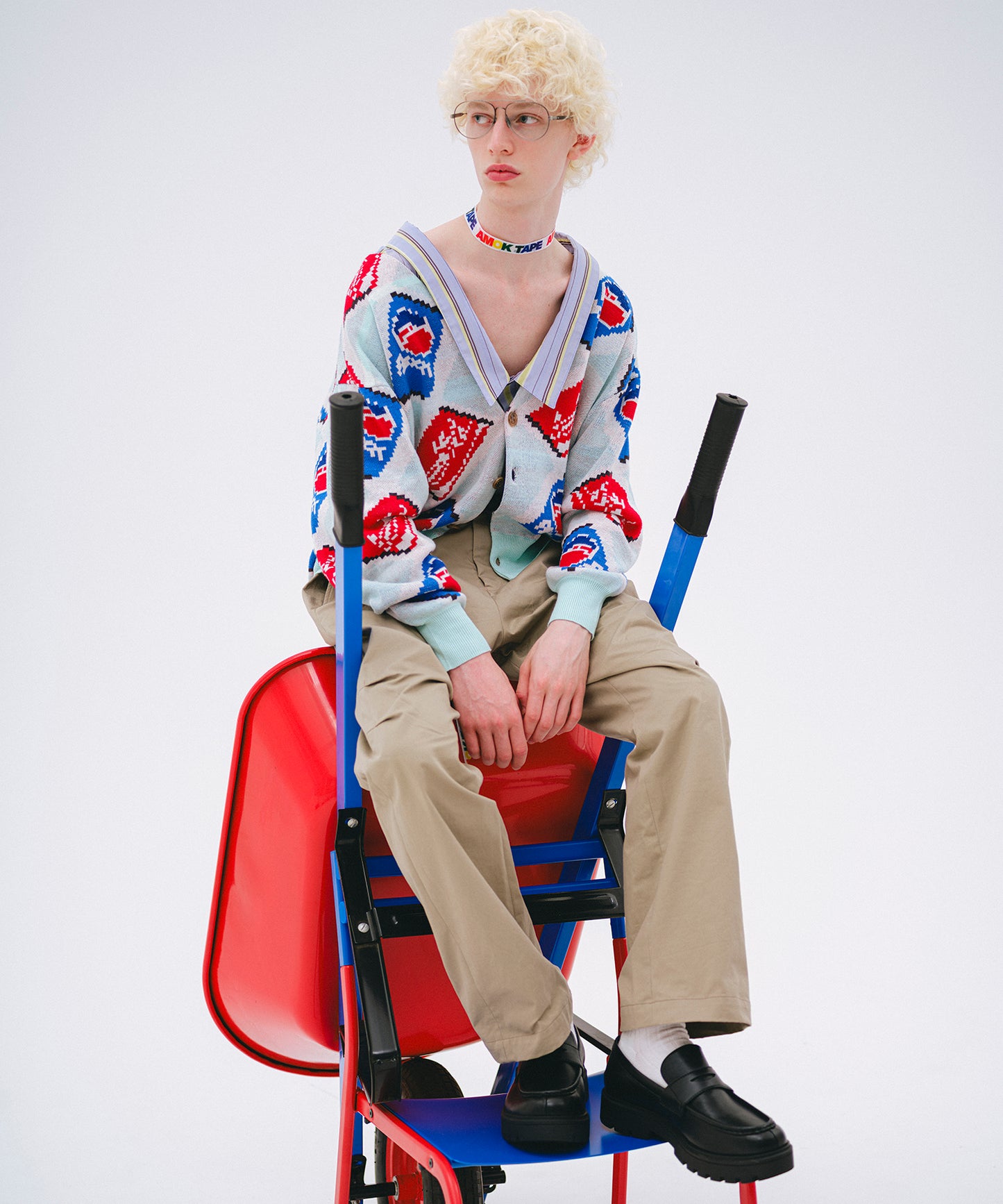 CAN ARGYLE KNIT CARDIGAN