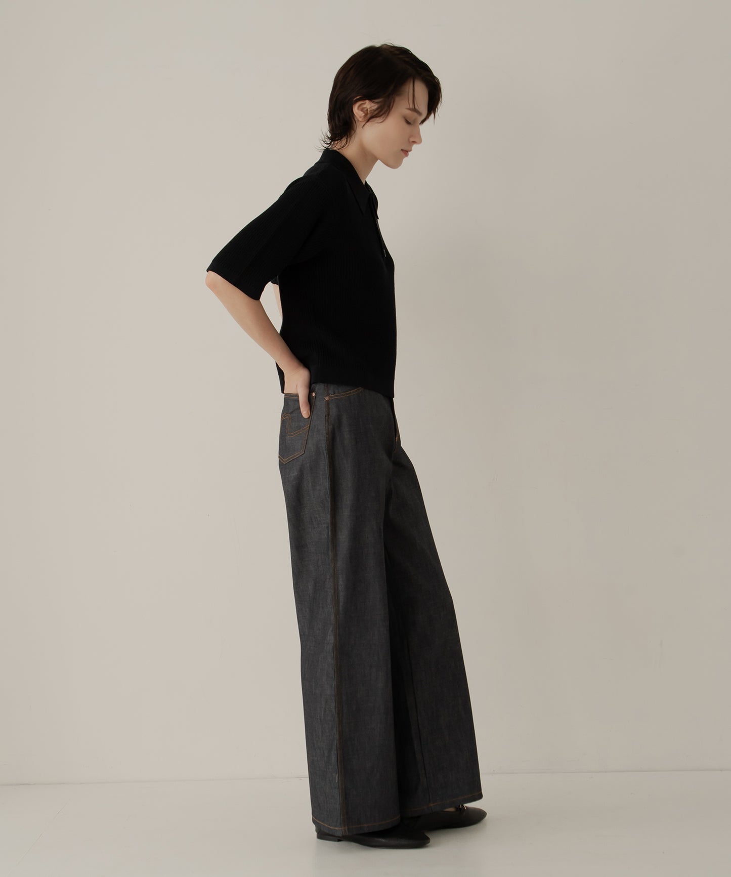 half-sleeve knit polo