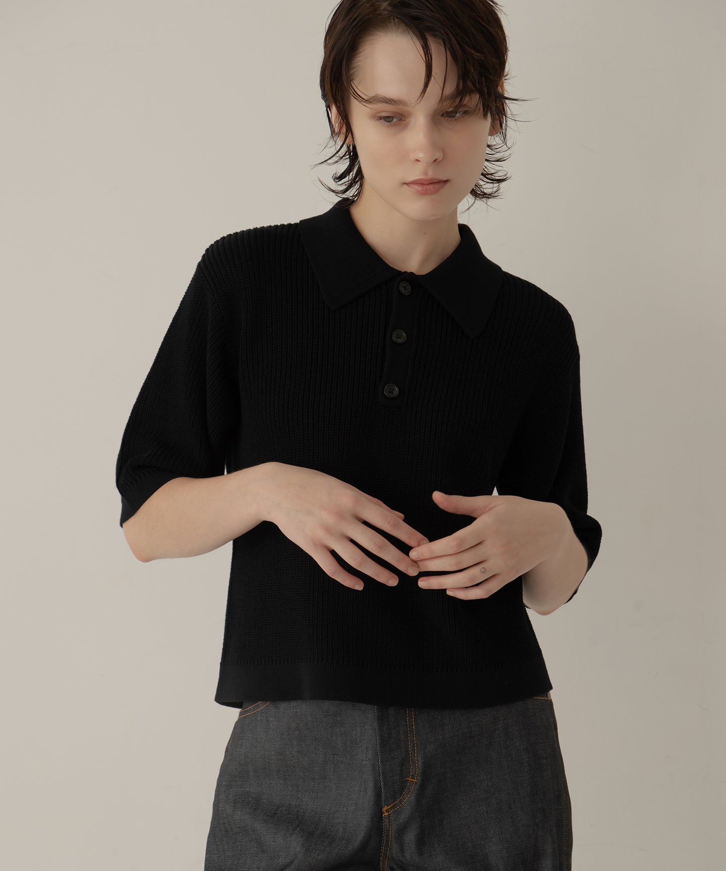 half-sleeve knit polo
