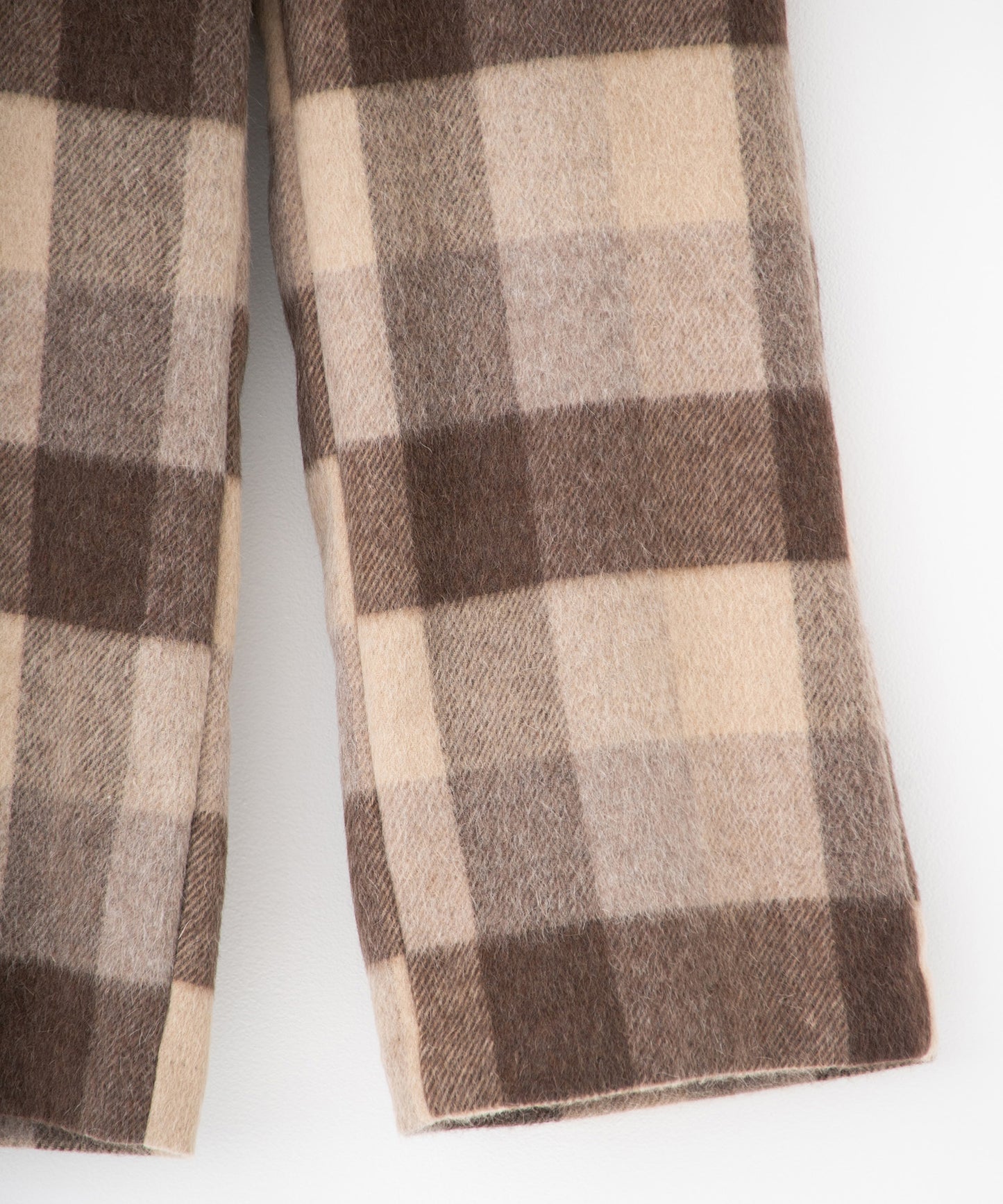 block plaid wide full-length slacks