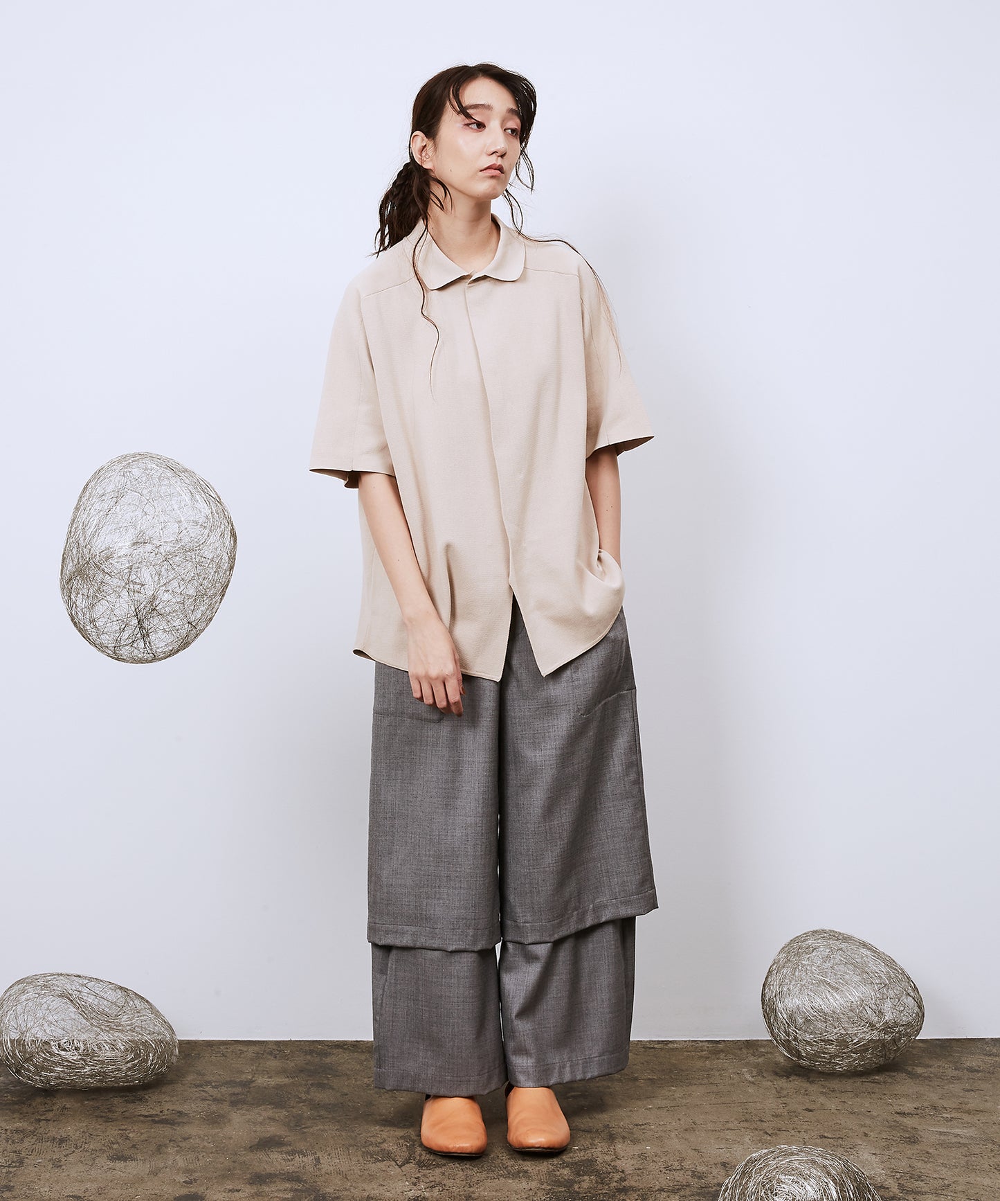 プレーンニットSスリーブシャツ