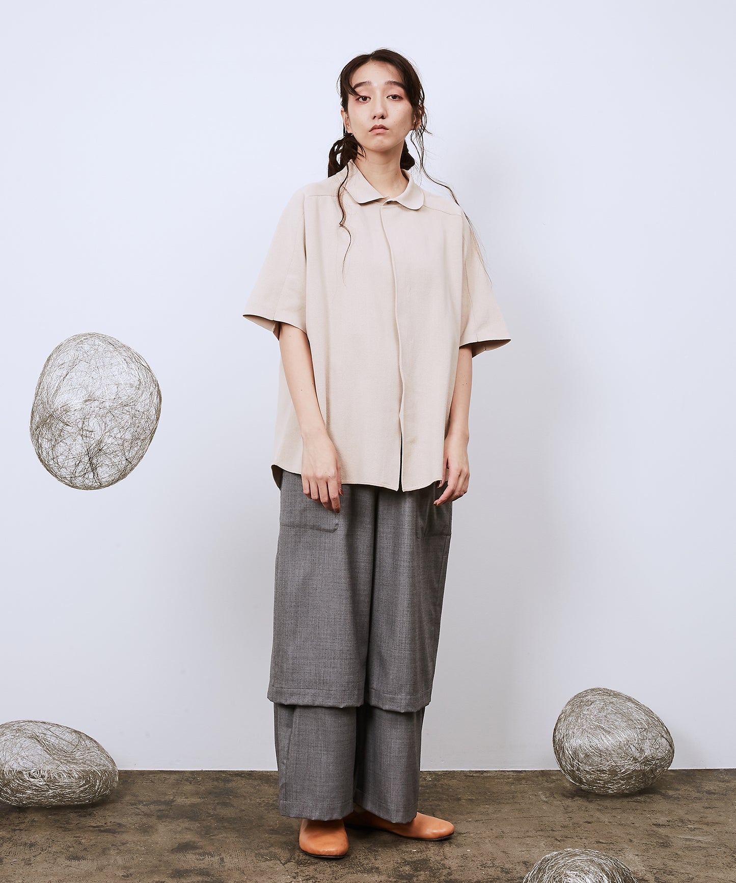 プレーンニットSスリーブシャツ