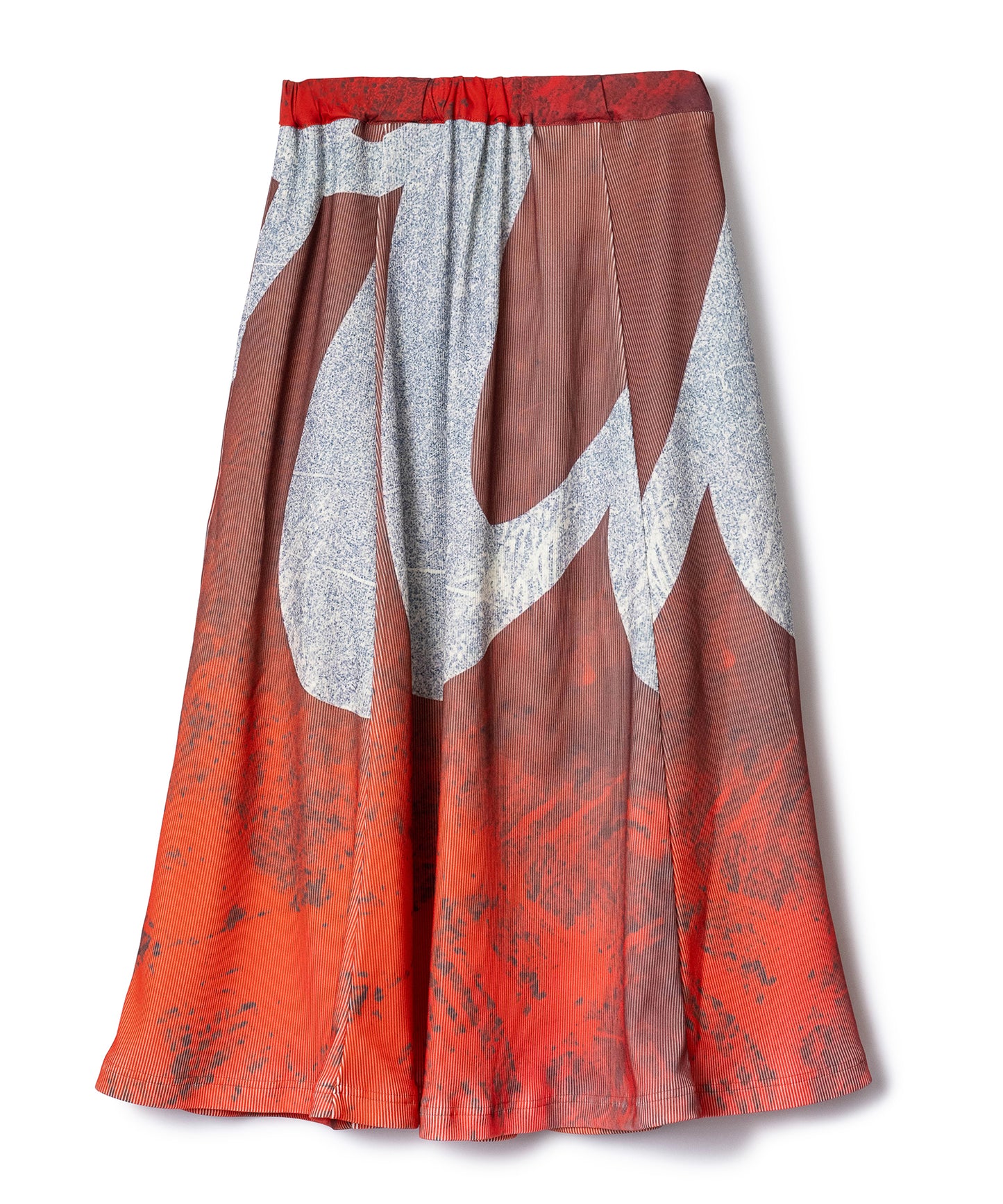 PRINT RIB FLARE SKIRT