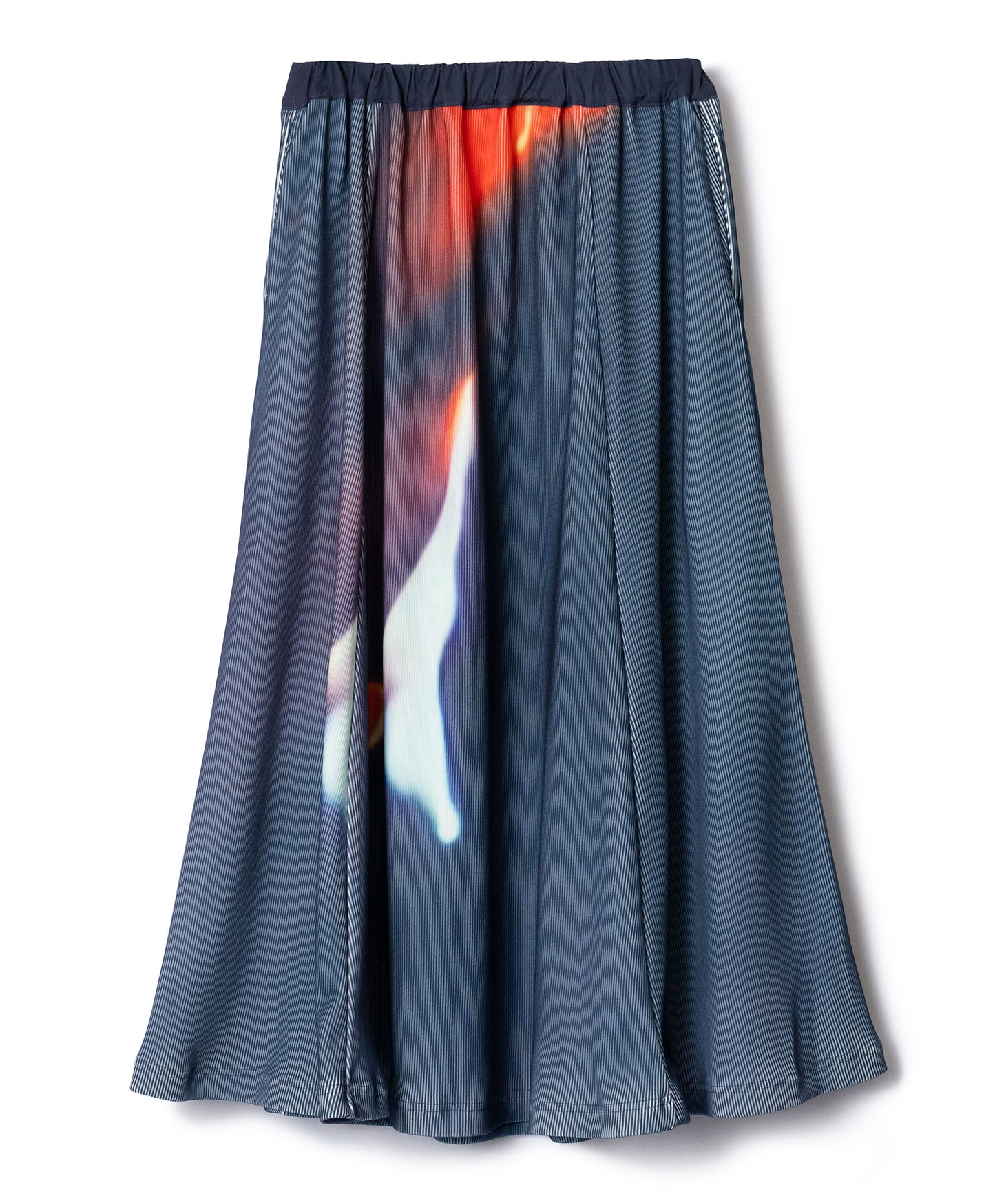 PRINT RIB FLARE SKIRT