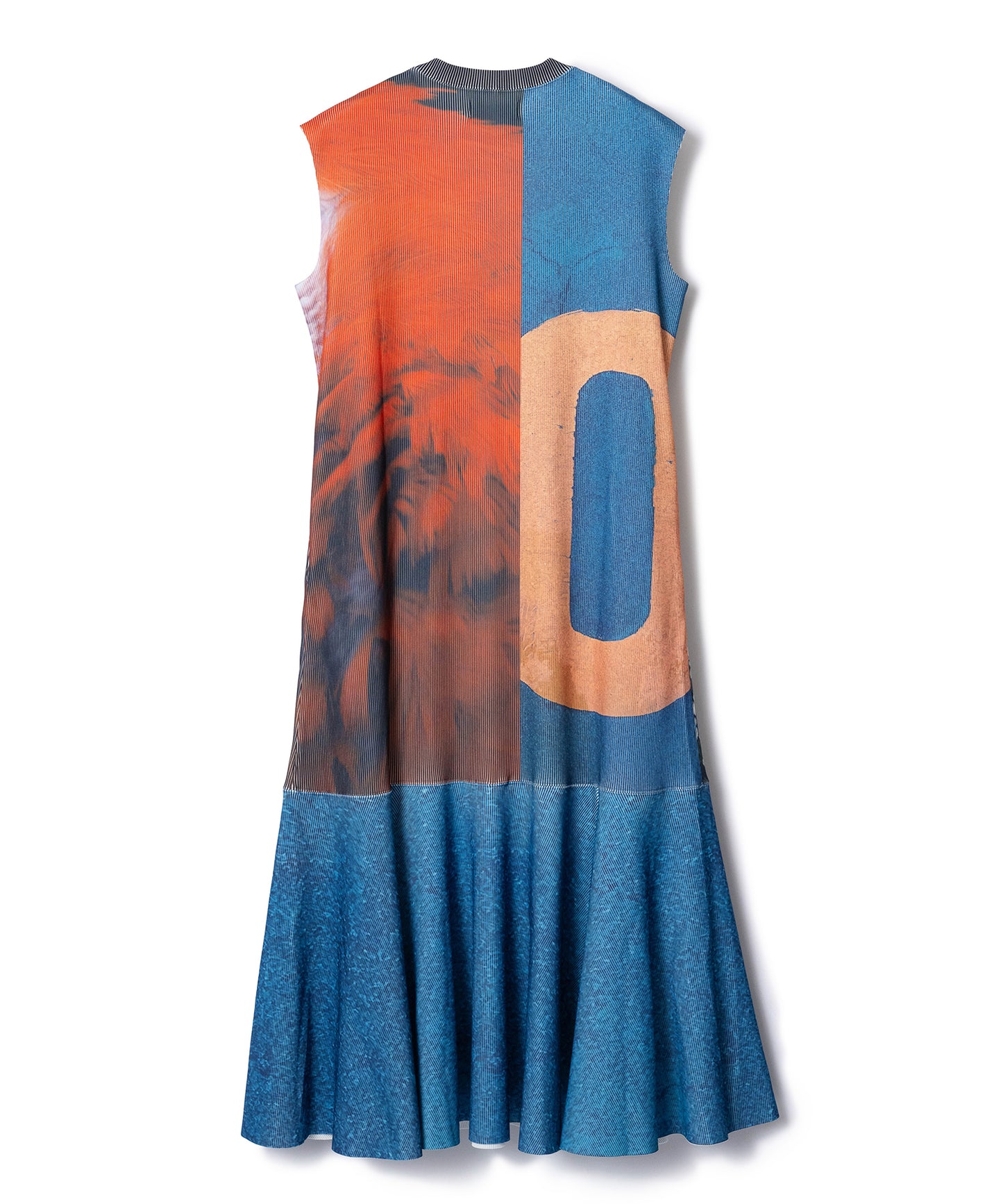 PRINT RIB NO-SLEEVE ONE-PIECE