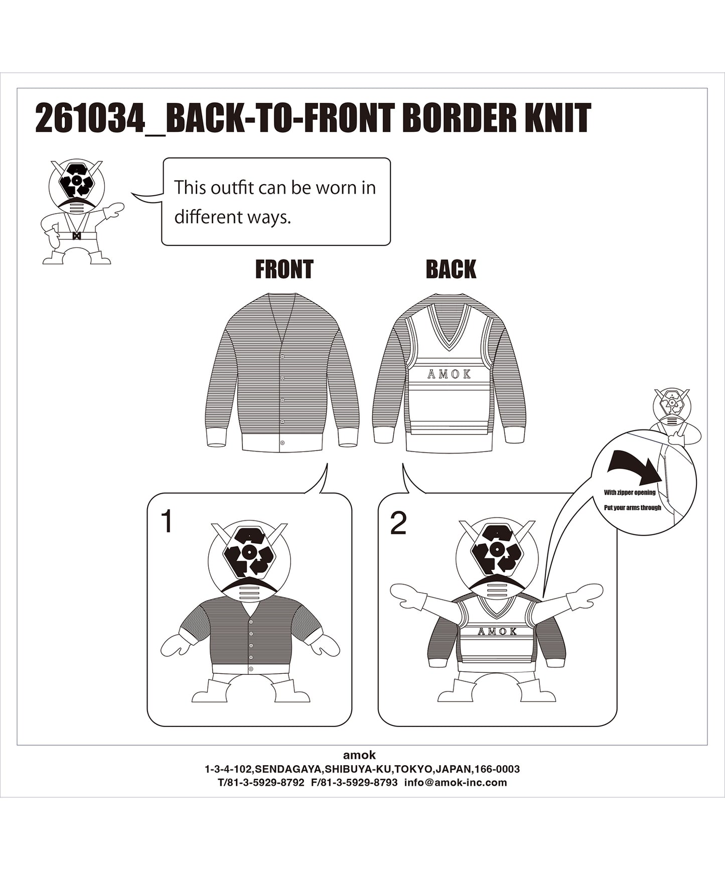 BACK-TO-FRONT BORDER KNIT
