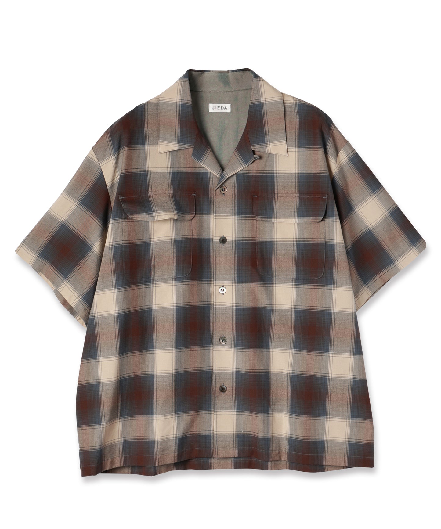 CHECK OPEN COLLAR SHIRT S/S