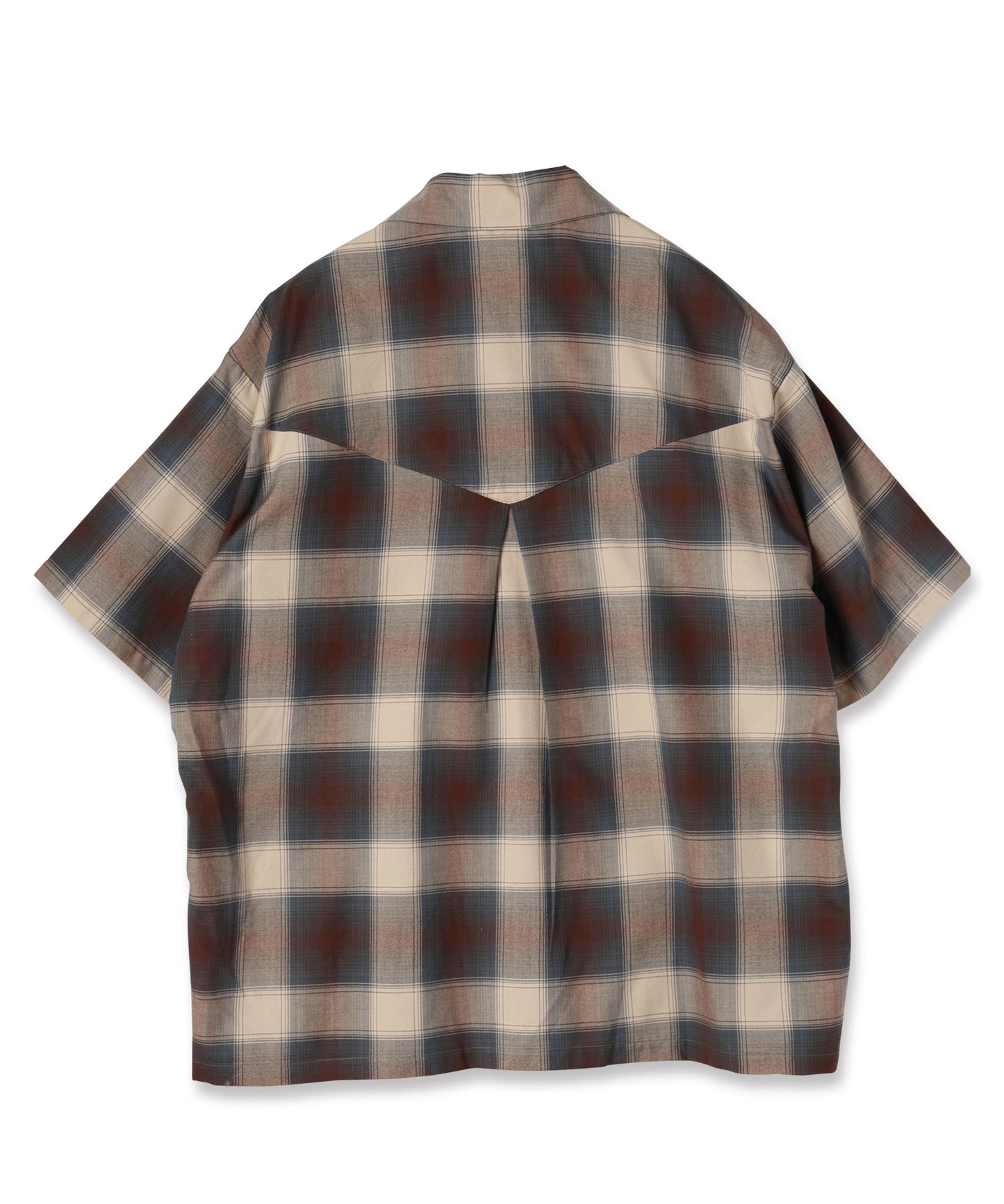 CHECK OPEN COLLAR SHIRT S/S