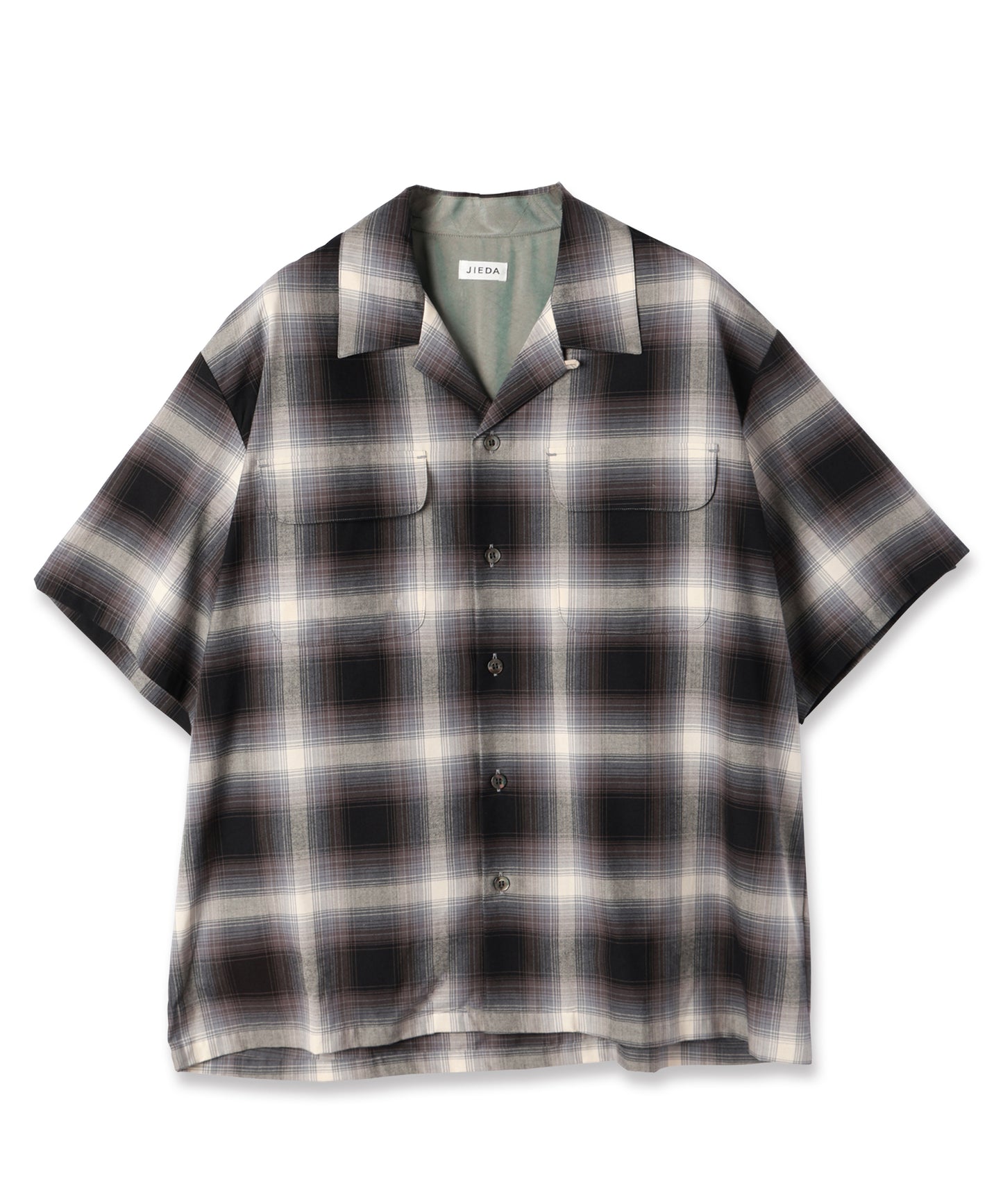 CHECK OPEN COLLAR SHIRT S/S