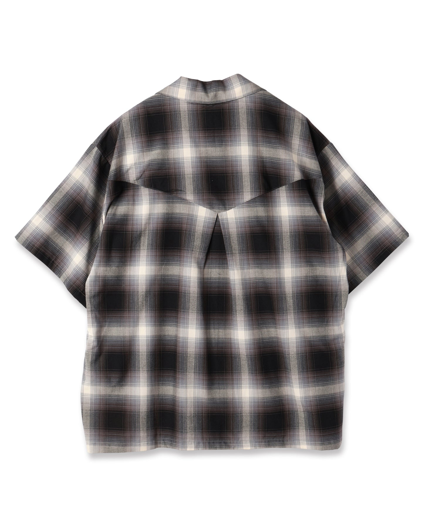 CHECK OPEN COLLAR SHIRT S/S