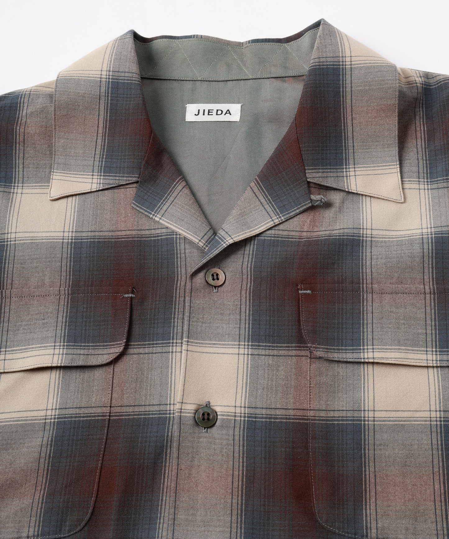 CHECK OPEN COLLAR SHIRT S/S