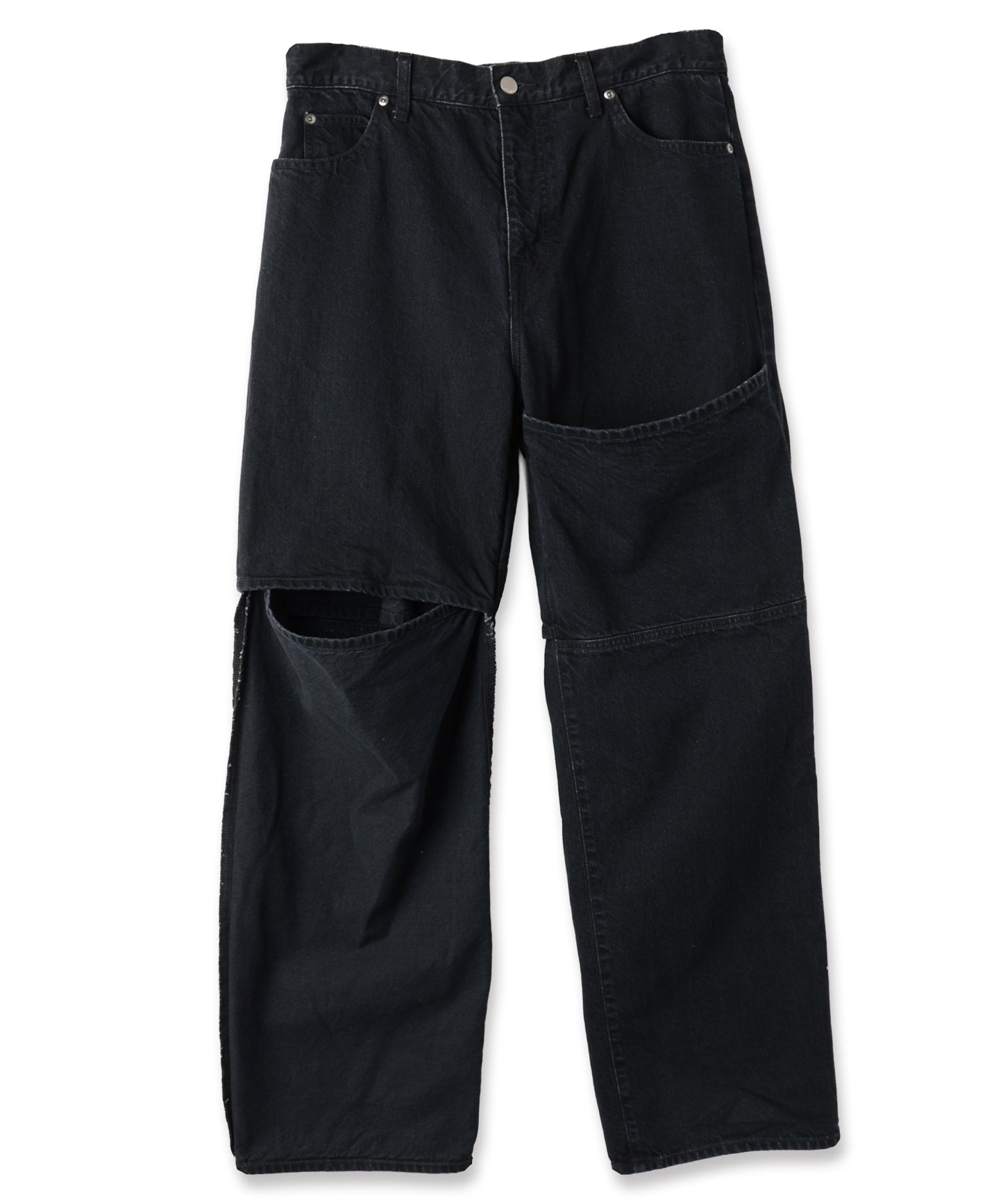 KNEE HIGH LAYERED COATED DENIM
