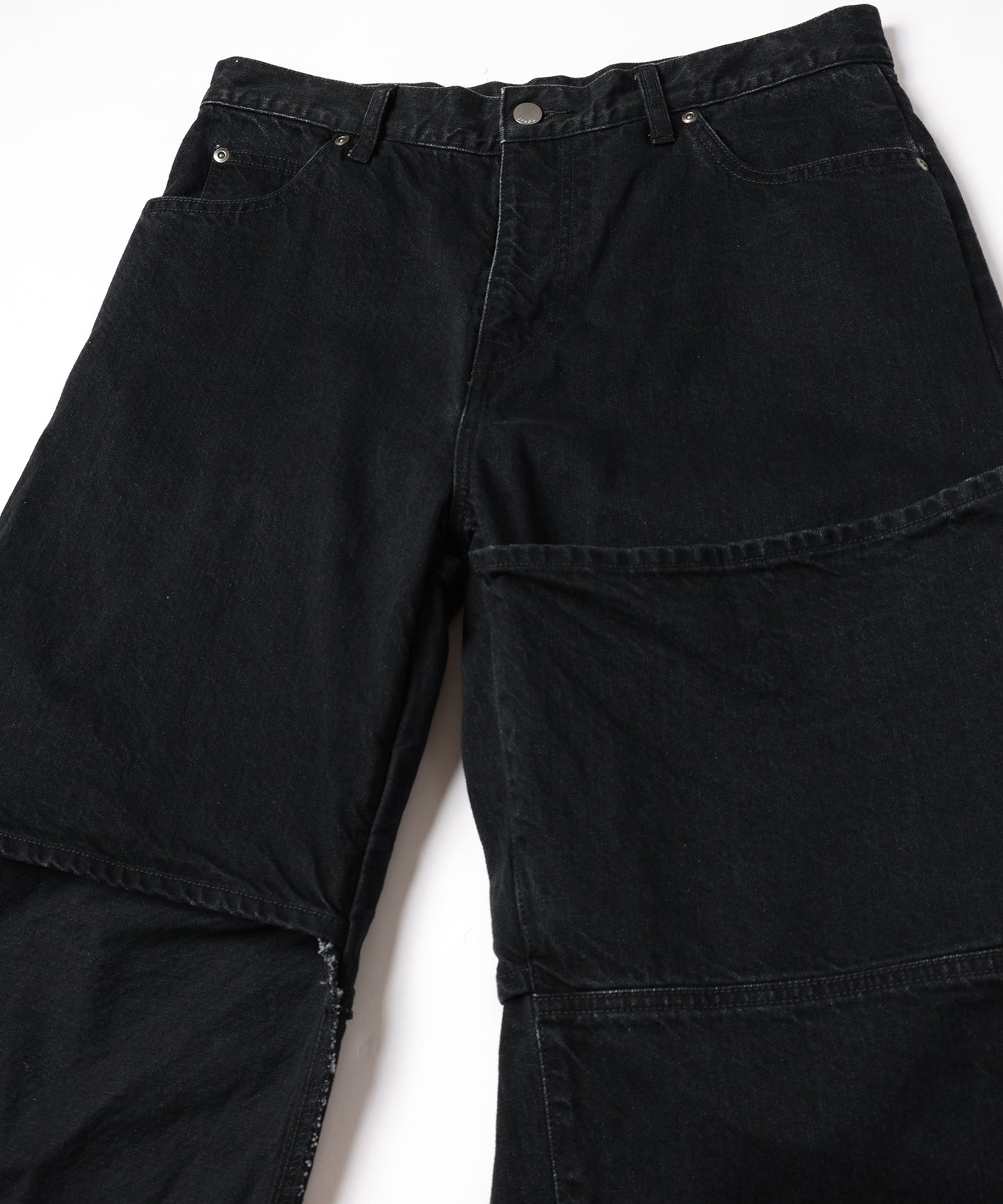KNEE HIGH LAYERED COATED DENIM