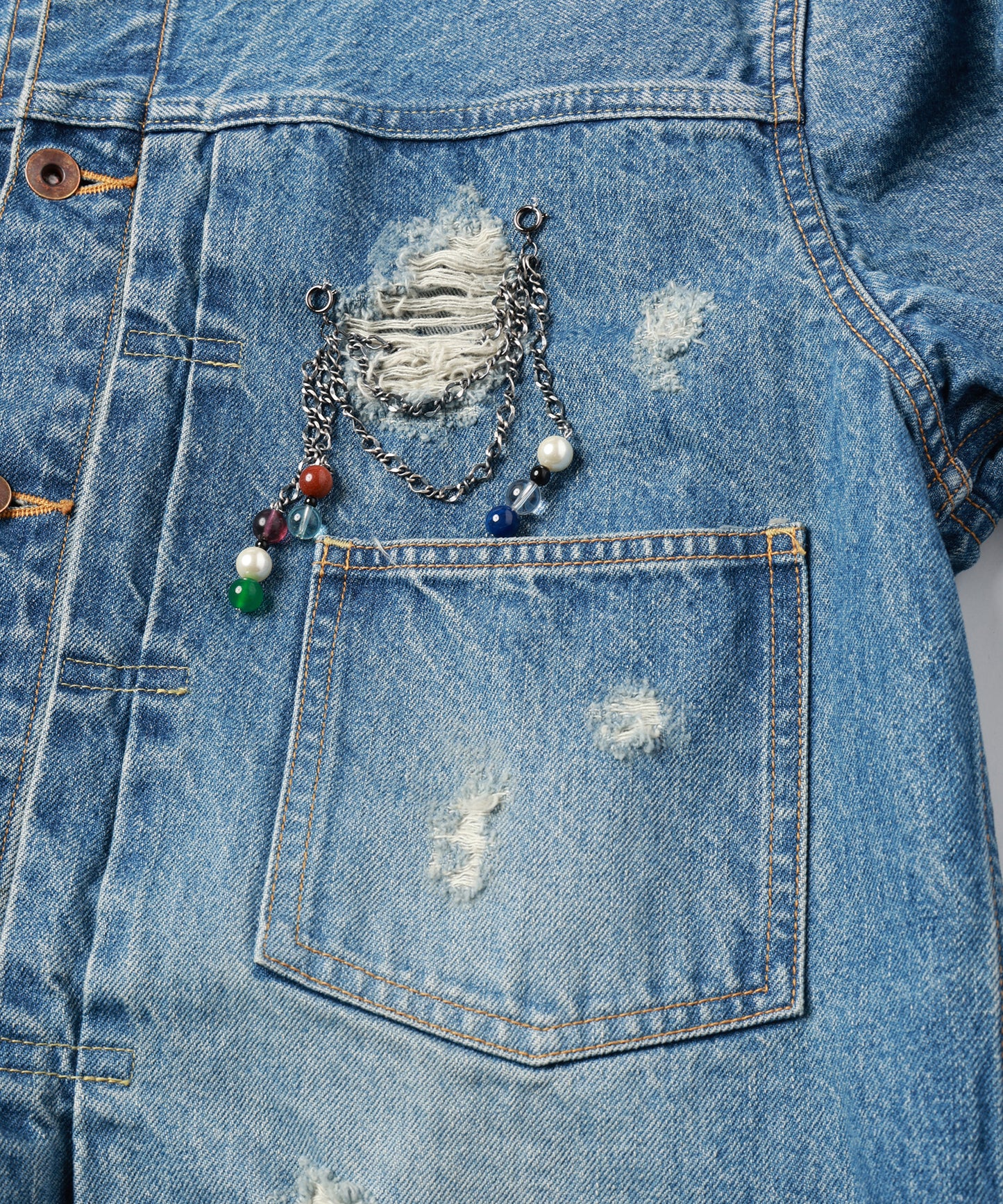 CHAIN DAMEGE DENIM JACKET【8月下旬】