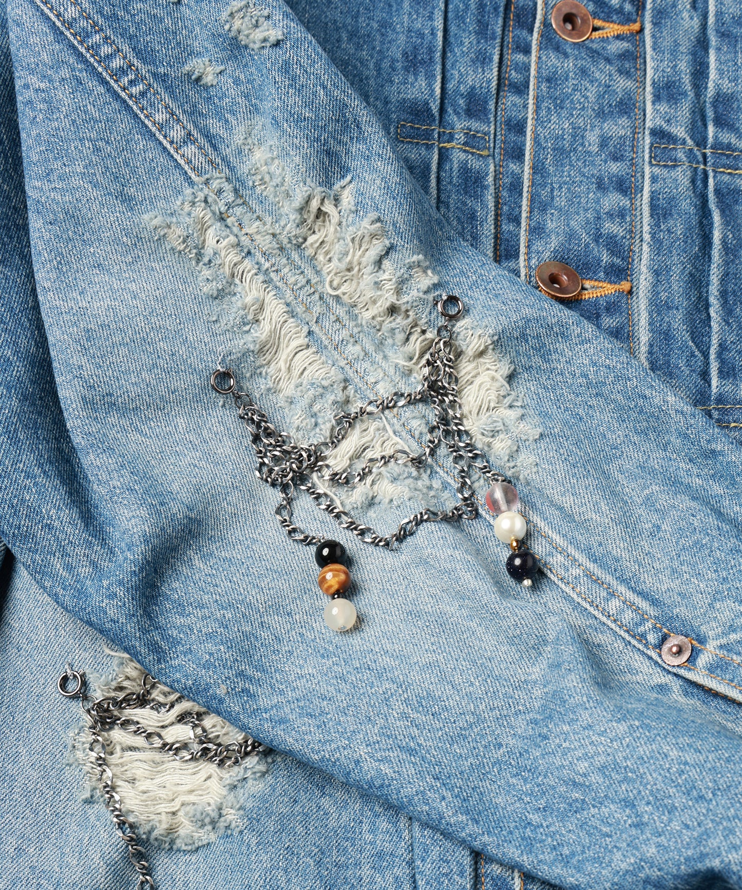 CHAIN DAMEGE DENIM JACKET【8月下旬】