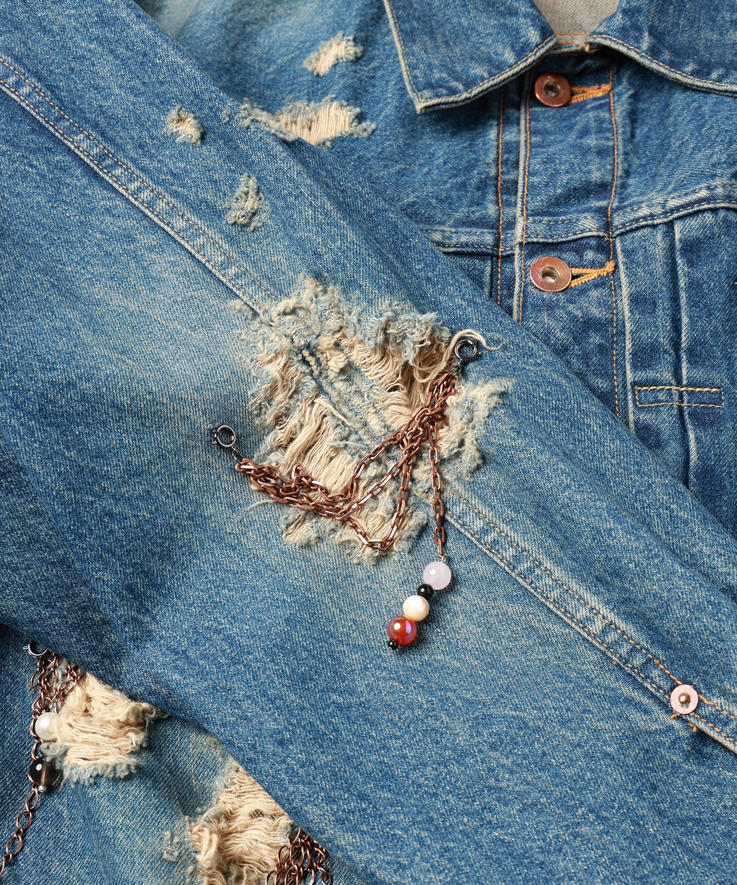 CHAIN DAMEGE DENIM JACKET【8月下旬】