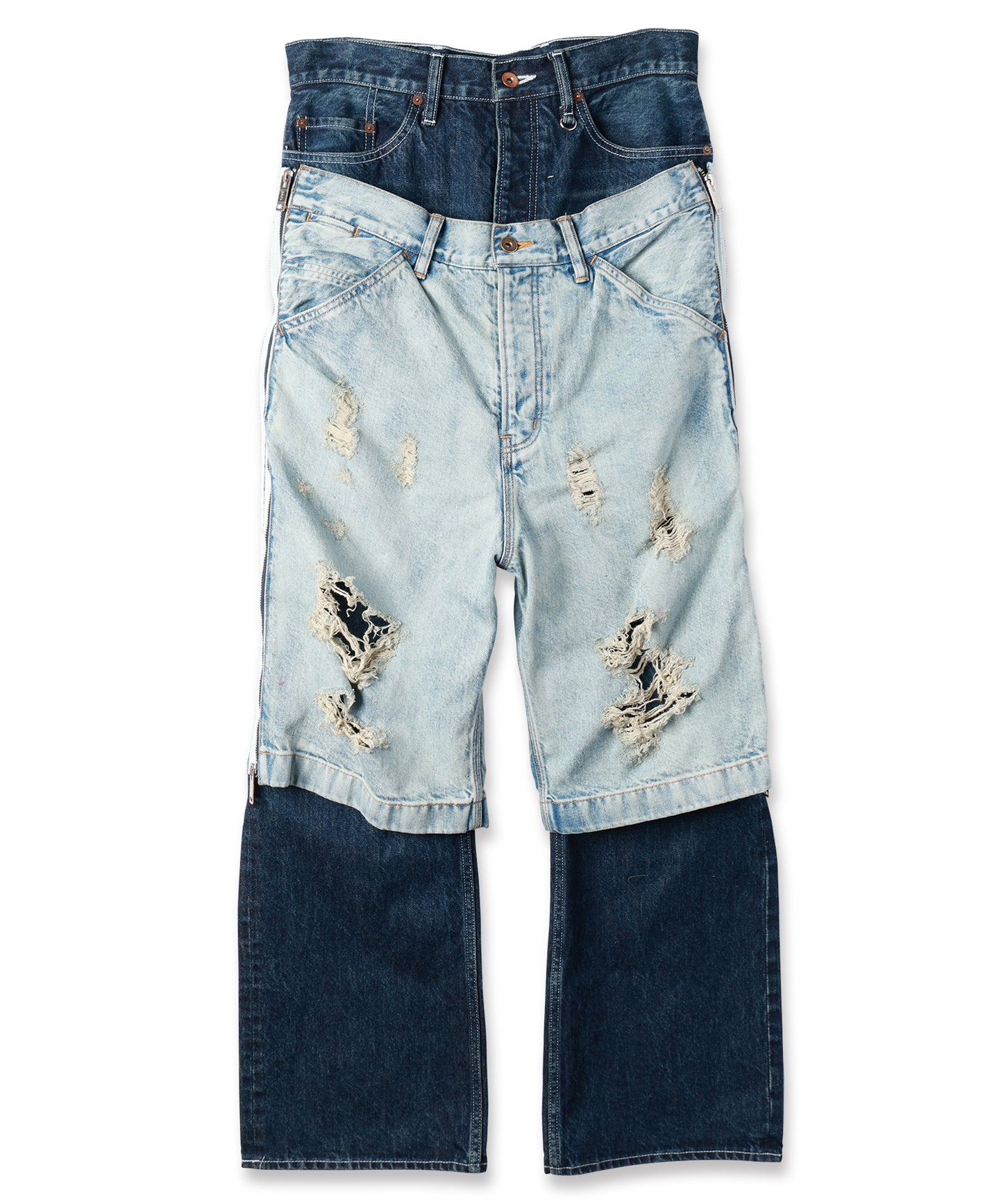 TWO-IN-ONE DENIM PANTS