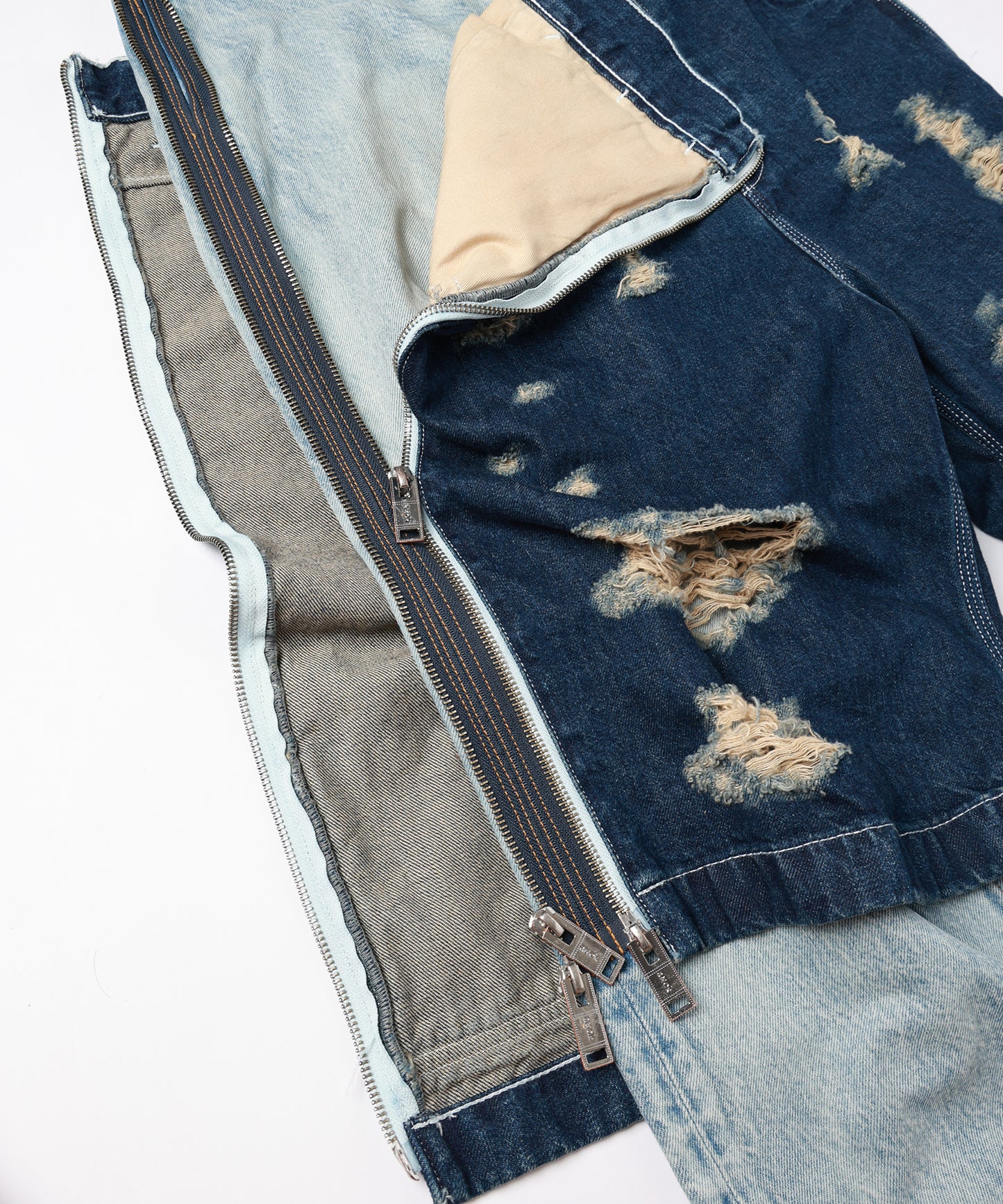 TWO-IN-ONE DENIM PANTS