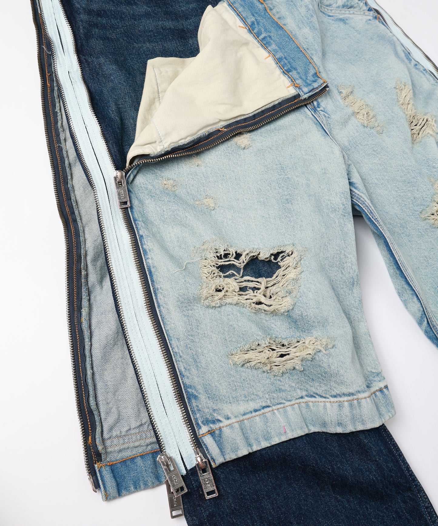 TWO-IN-ONE DENIM PANTS