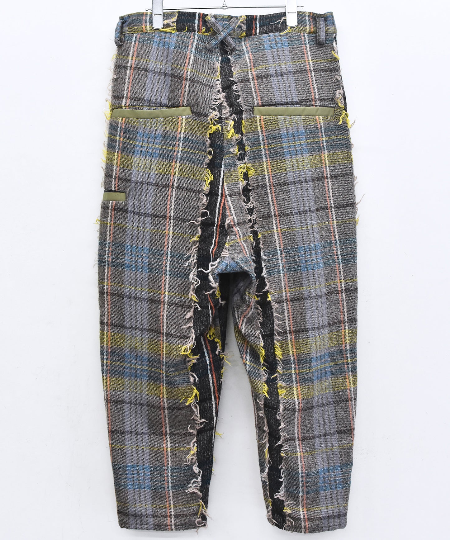 FRINGE WOOL CHECK WIDE SLACKS