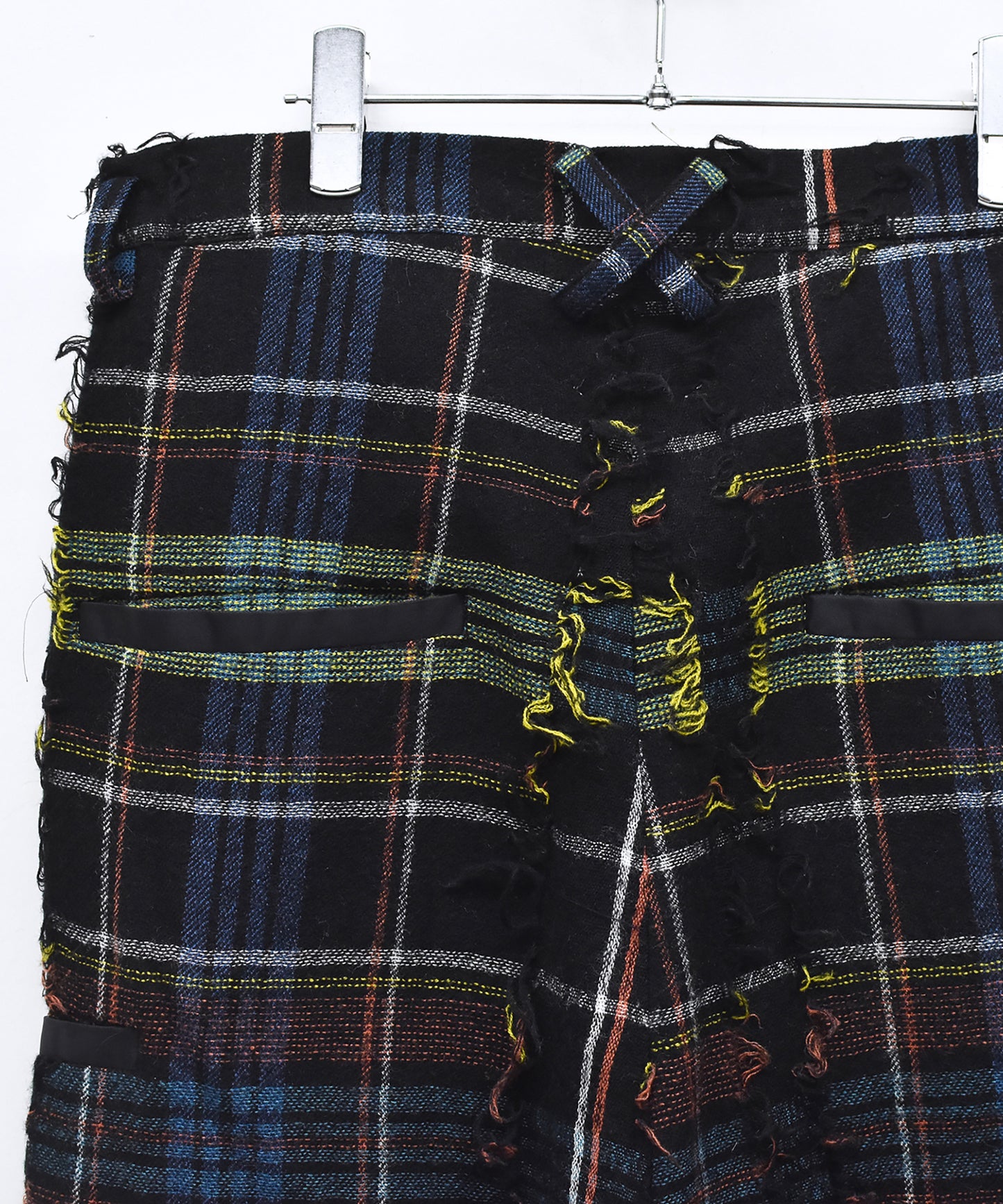 FRINGE WOOL CHECK WIDE SLACKS