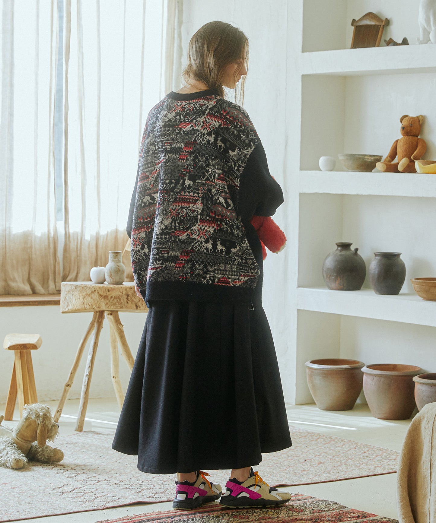 2way Mix Textile Knit Gawn