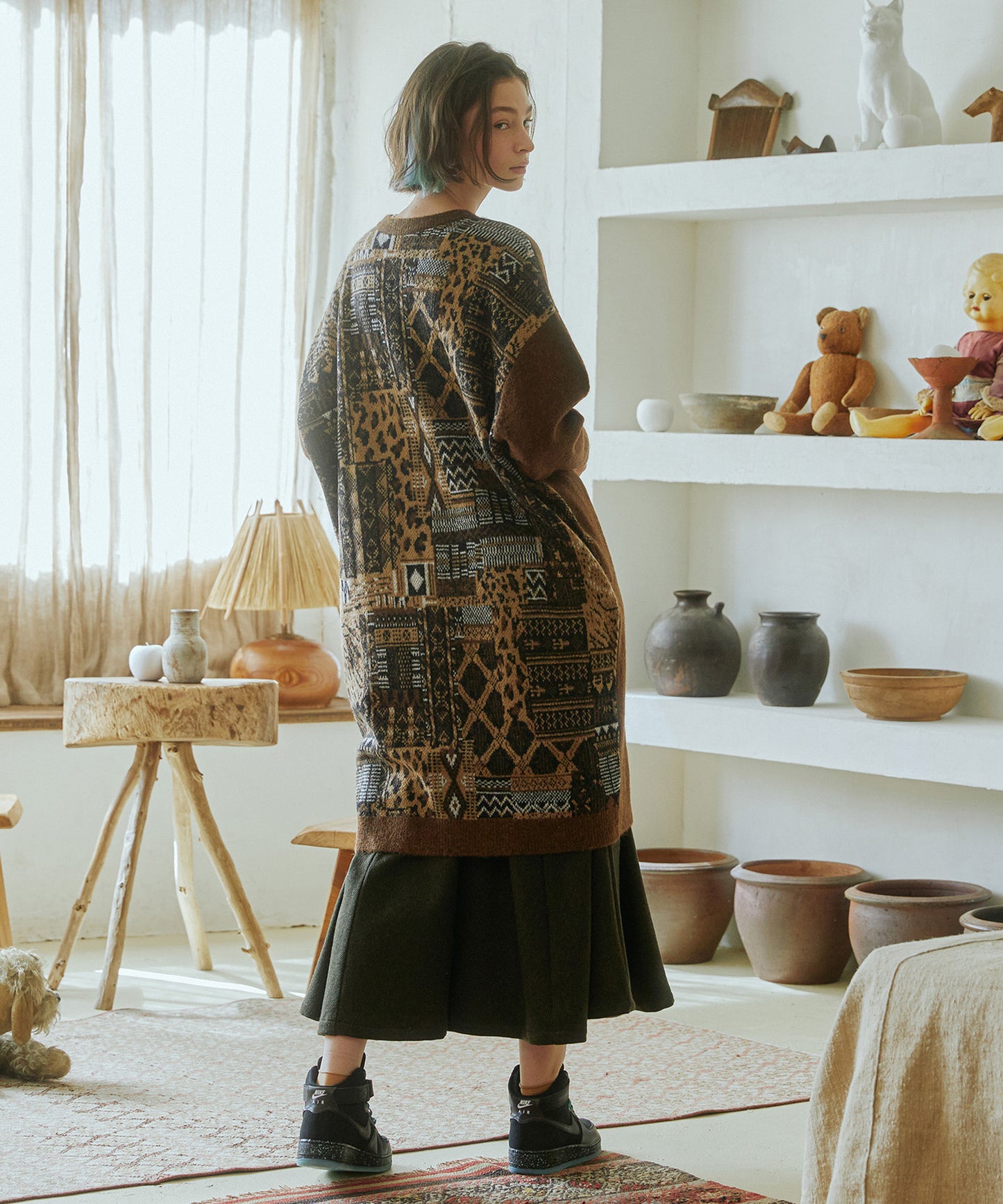 2way Mix Textile Knit Gawn