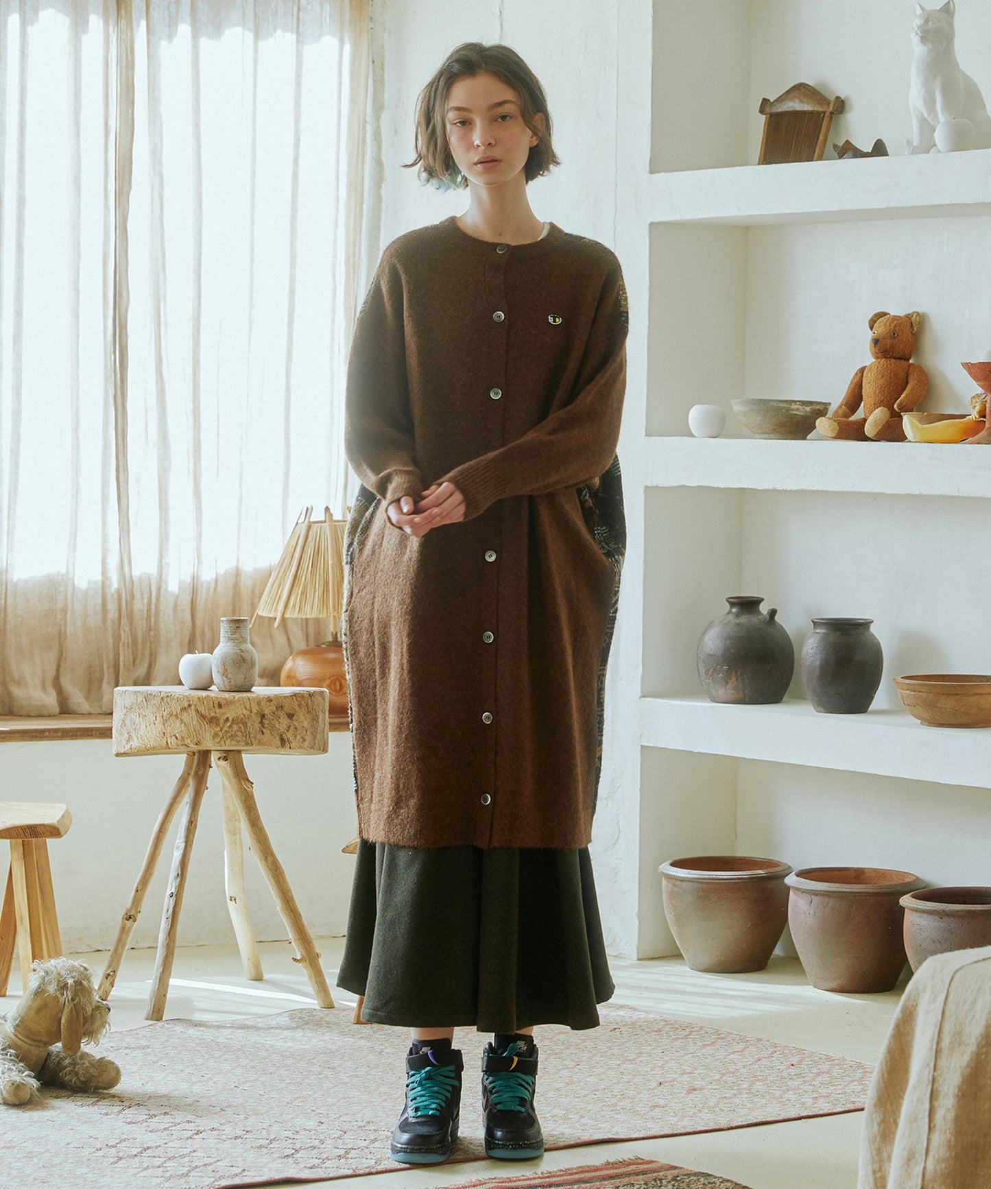 2way Mix Textile Knit Gawn