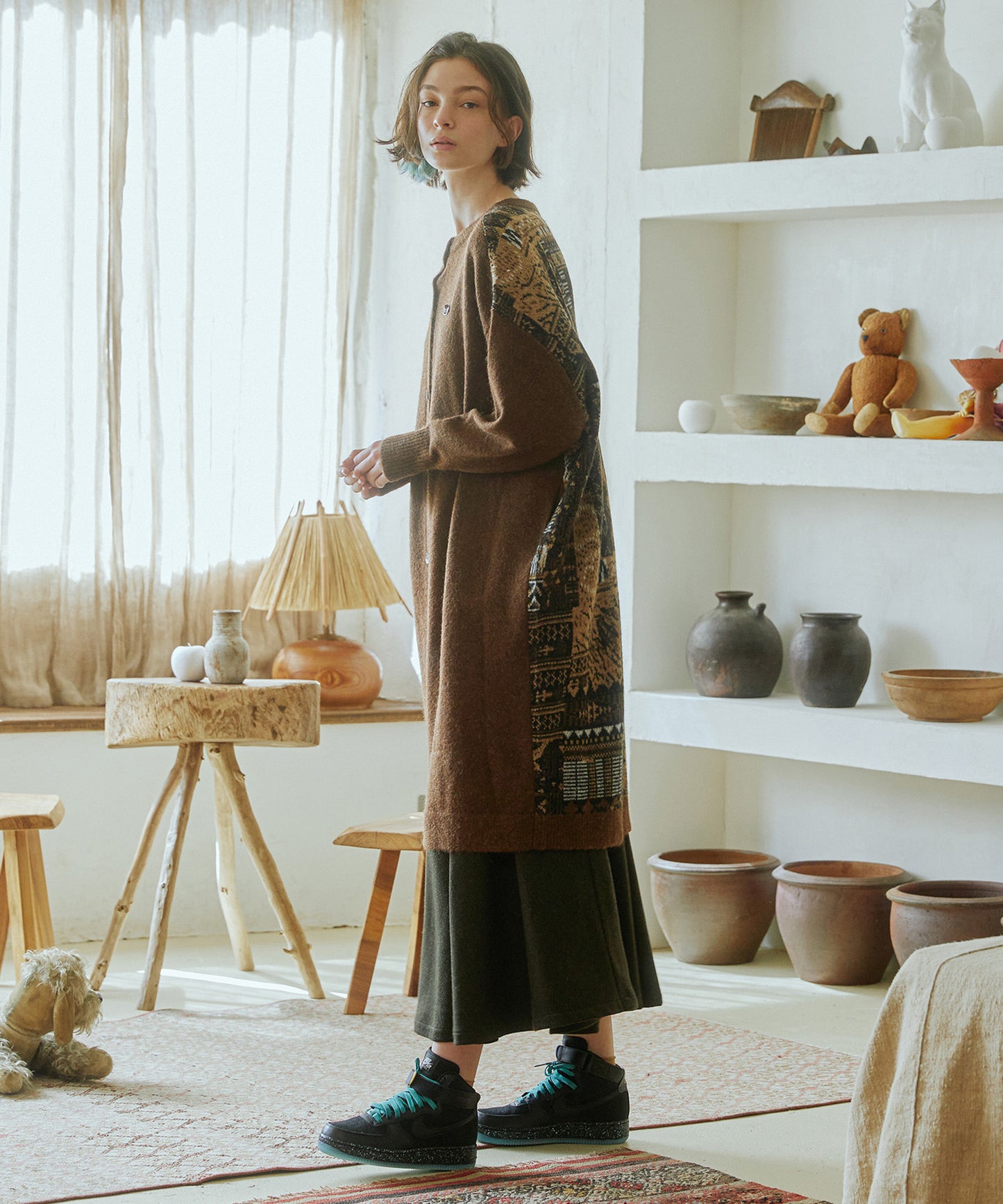 2way Mix Textile Knit Gawn