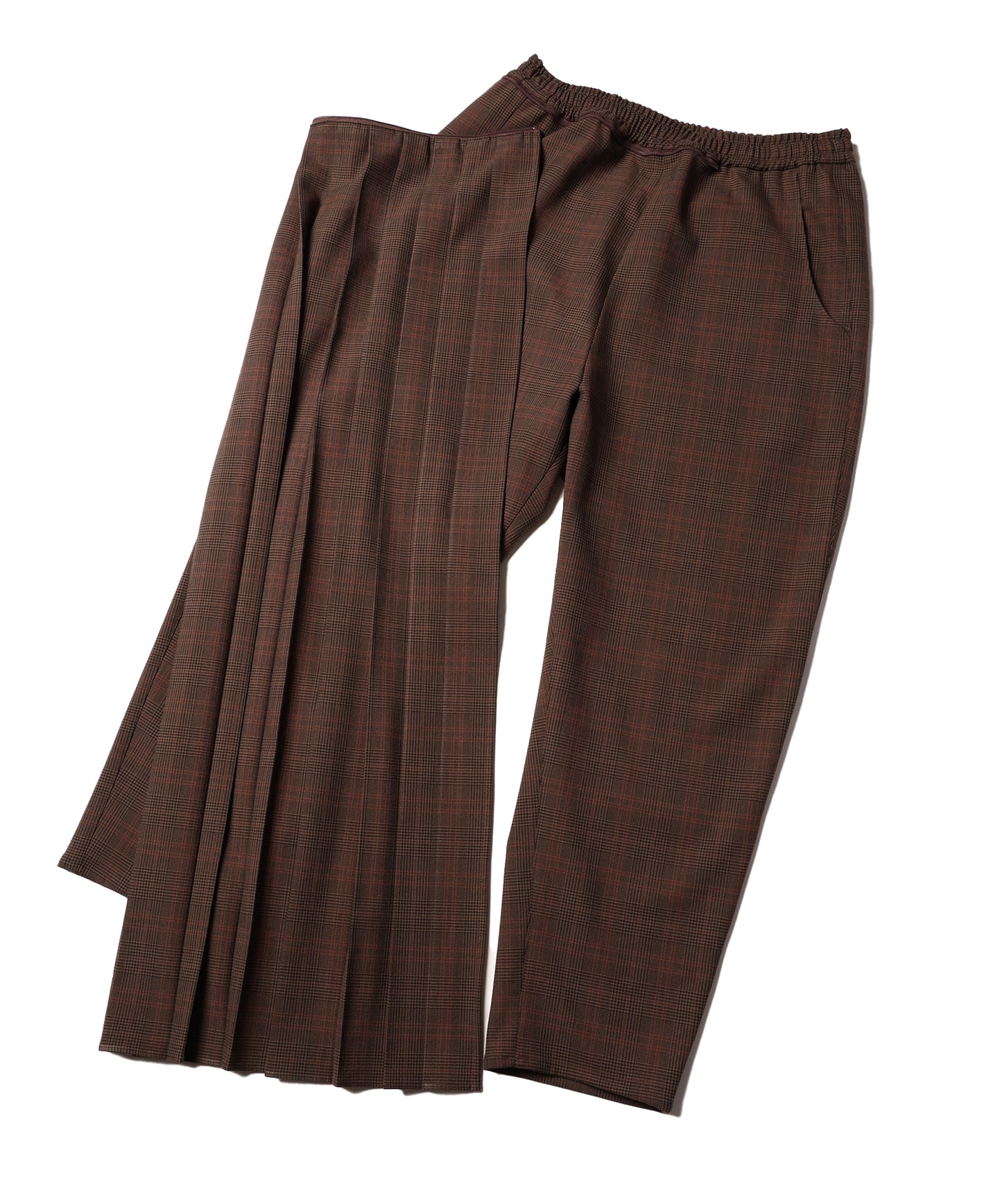 Checked Exchange Pleats Pants