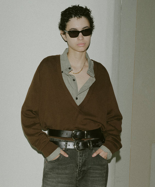 COTTON SILK V NECK KNIT