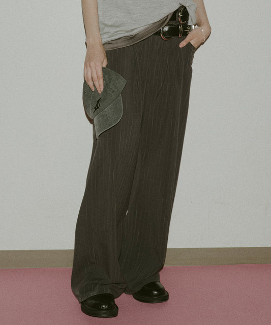 STRIPE WIDE ONE TUCK PANTS