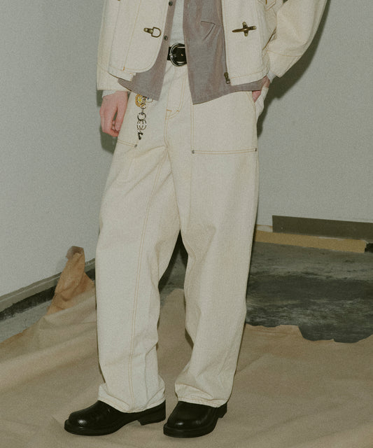 BAKER TUCK HERRINGBONE PANTS
