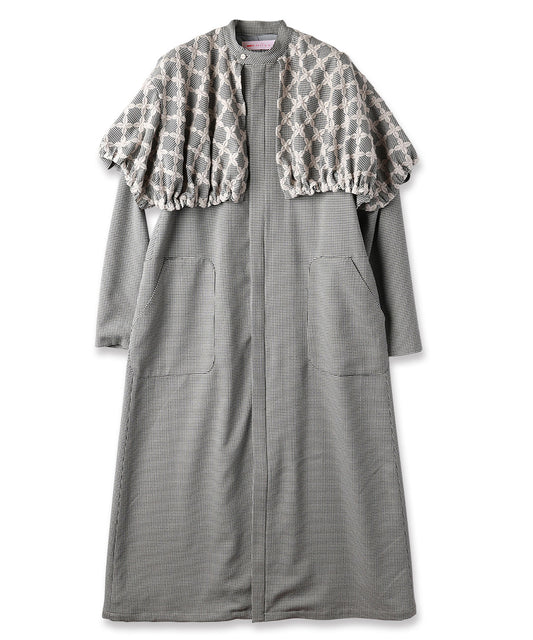 MIX CHECK DRESS COAT