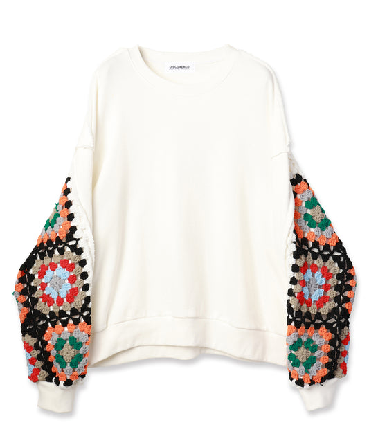CROCHET SLEEVE SWEAT