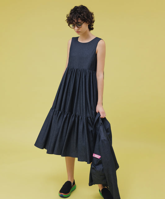 2FACE FLARE DENIM ONE-PIECE