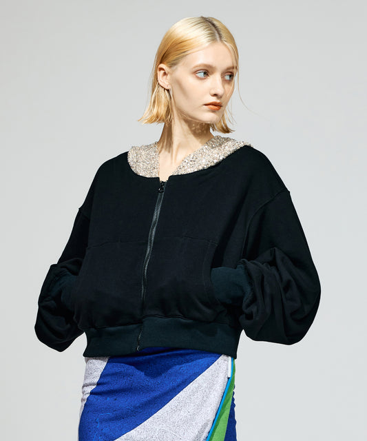 GLITTER ZIP-UP HOODIE