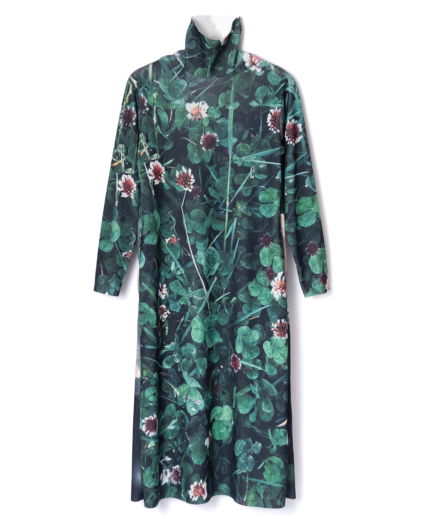 PRINT RIB HI-NECK ONE-PIECE